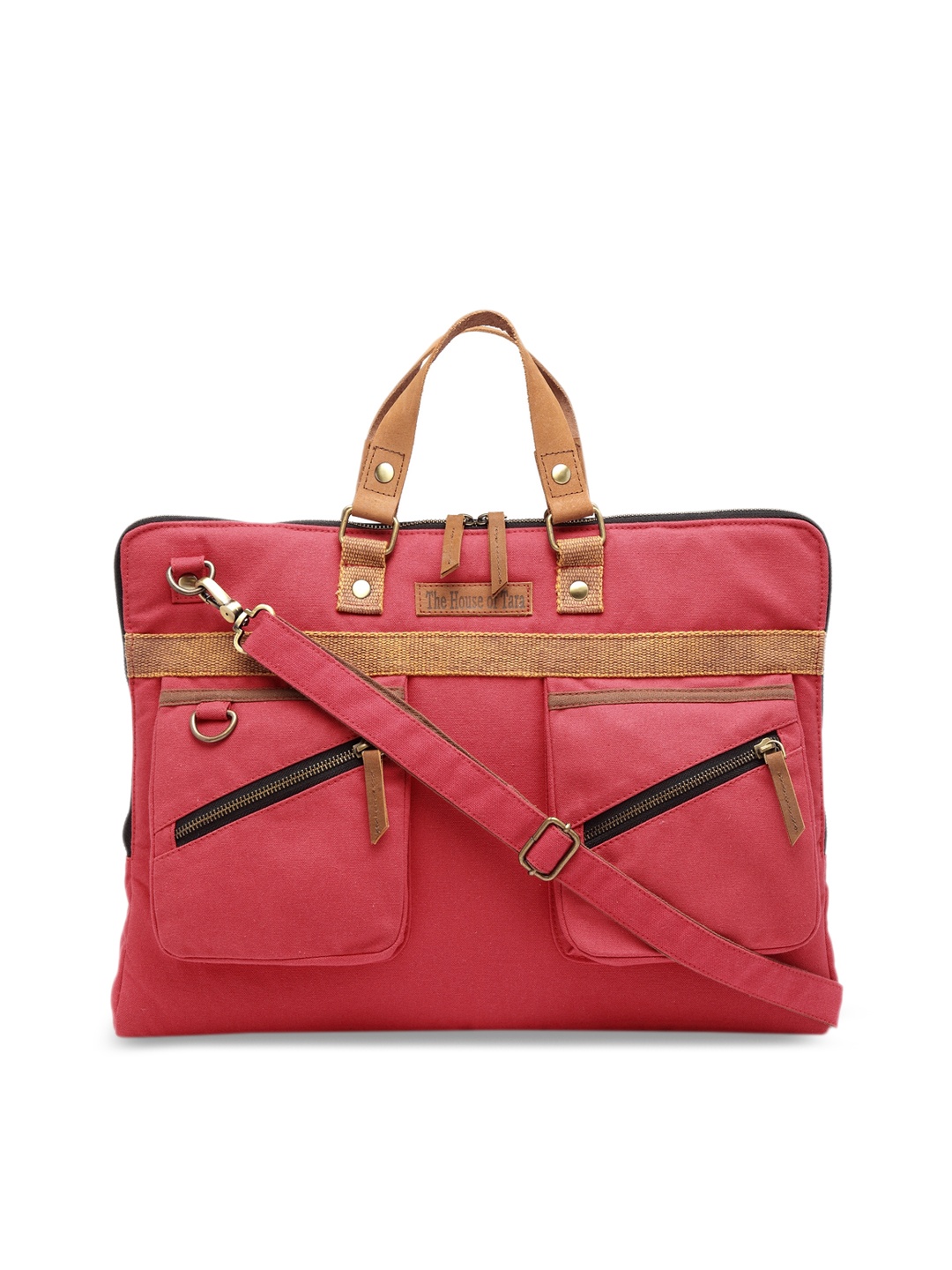 

The House of Tara Women Pink & Brown Solid Laptop Bag