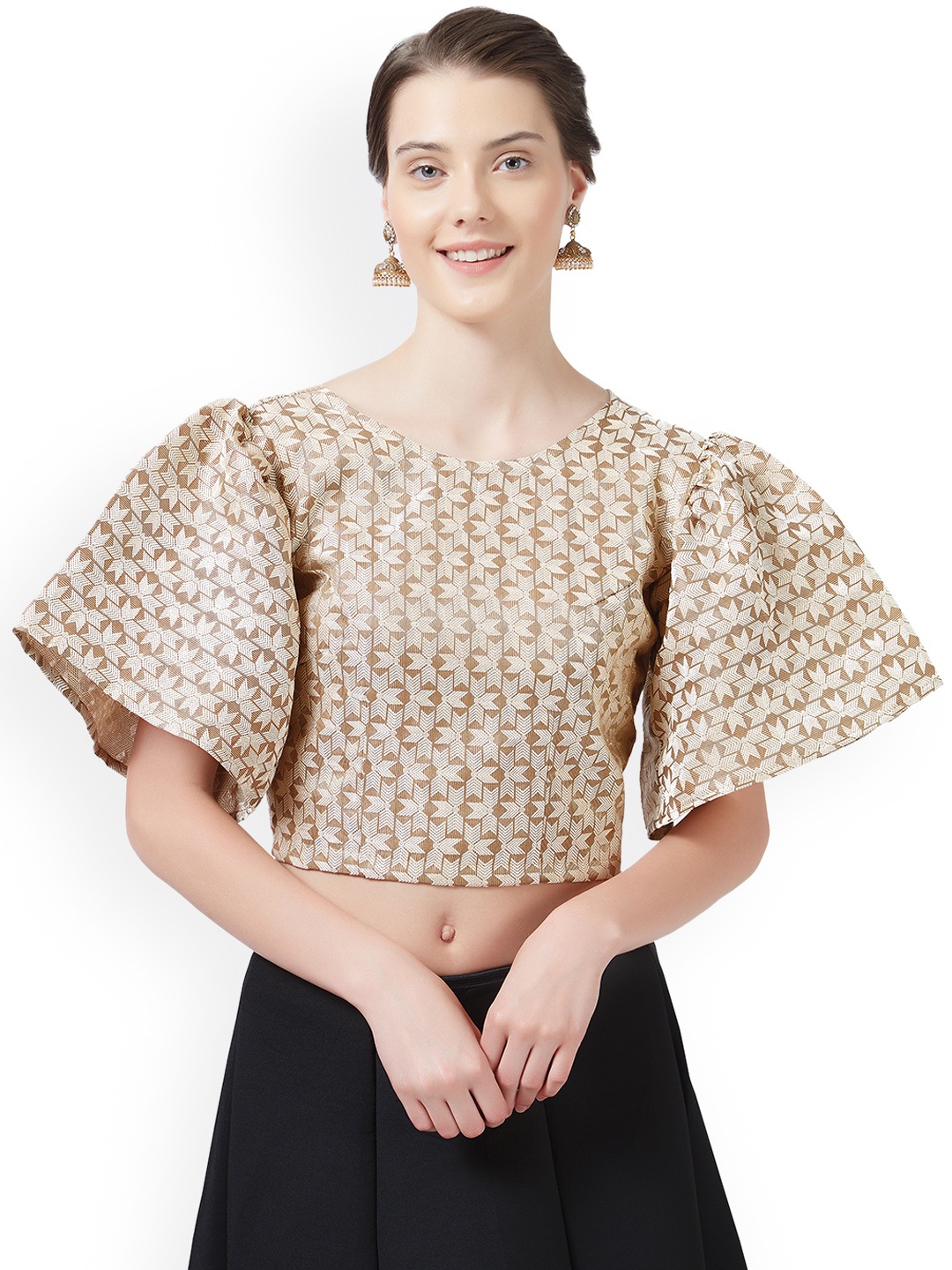 

MIRCHI FASHION Beige & Off-White Woven Design Art Silk Saree Blouse