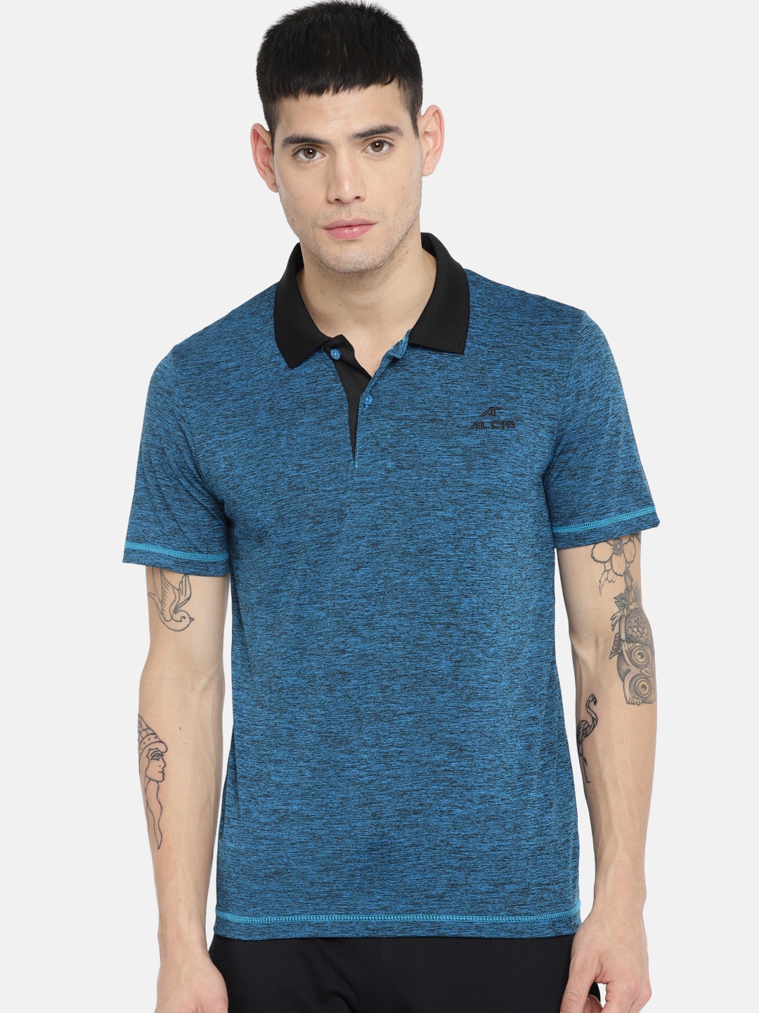 

Alcis Men Teal Blue Solid Polo Collar T-shirt