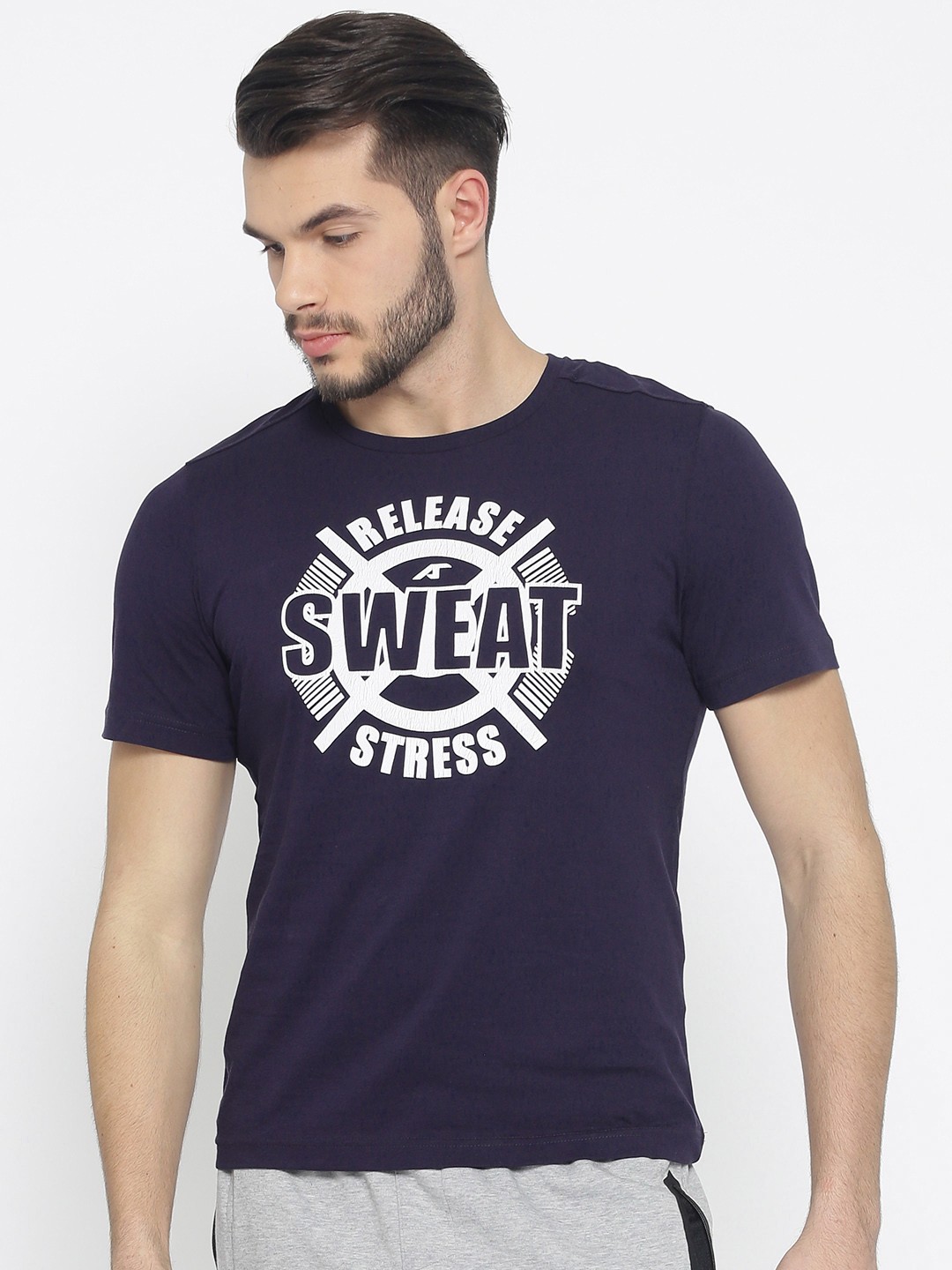 

Alcis Men Navy Blue Printed Round Neck T-shirt