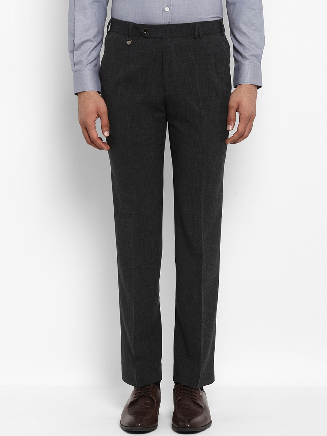 

Park Avenue Men Charcoal Grey Slim Fit Solid Formal Trousers