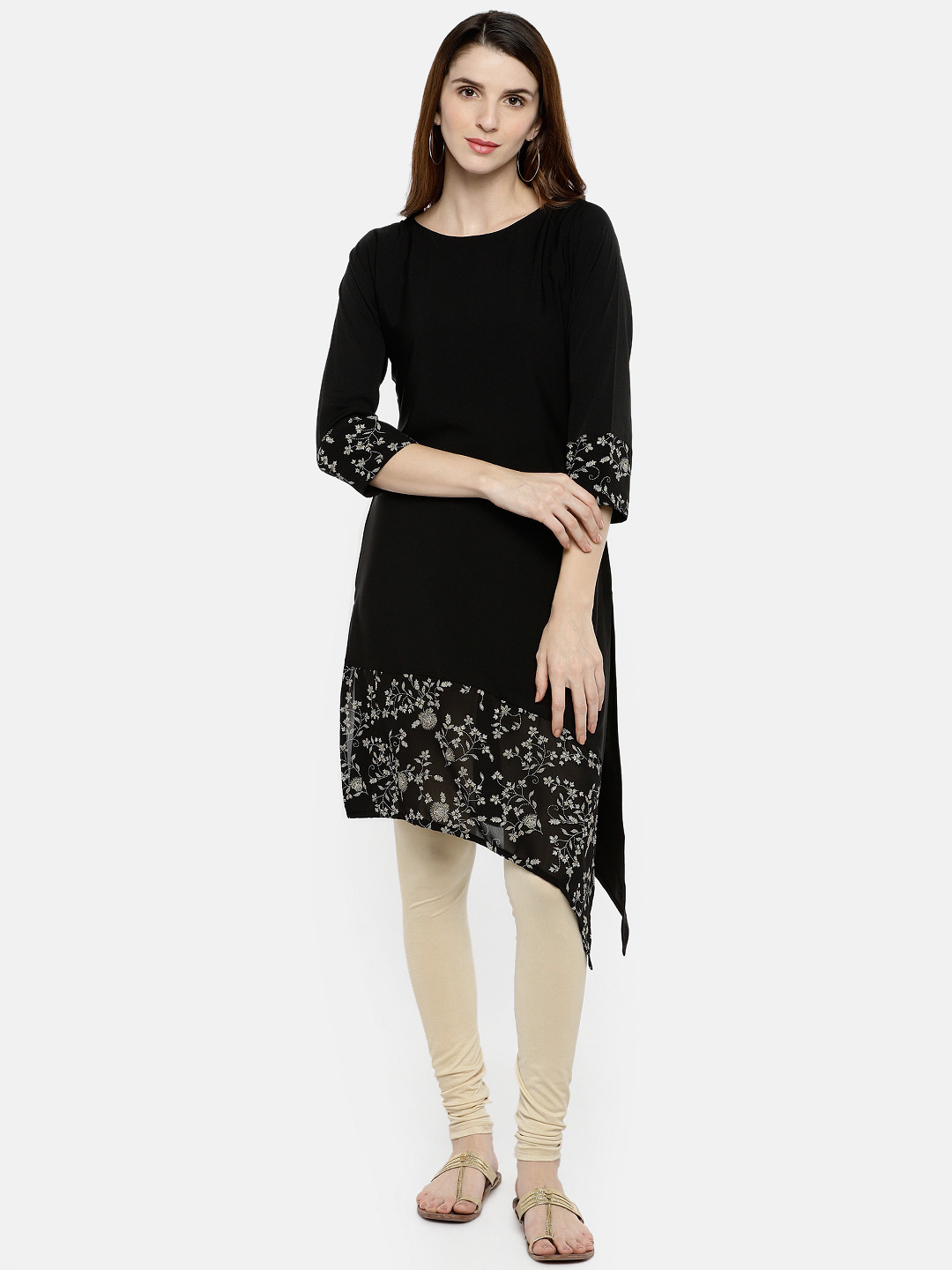 

Trend Factory Women Black Printed A-Line Kurta