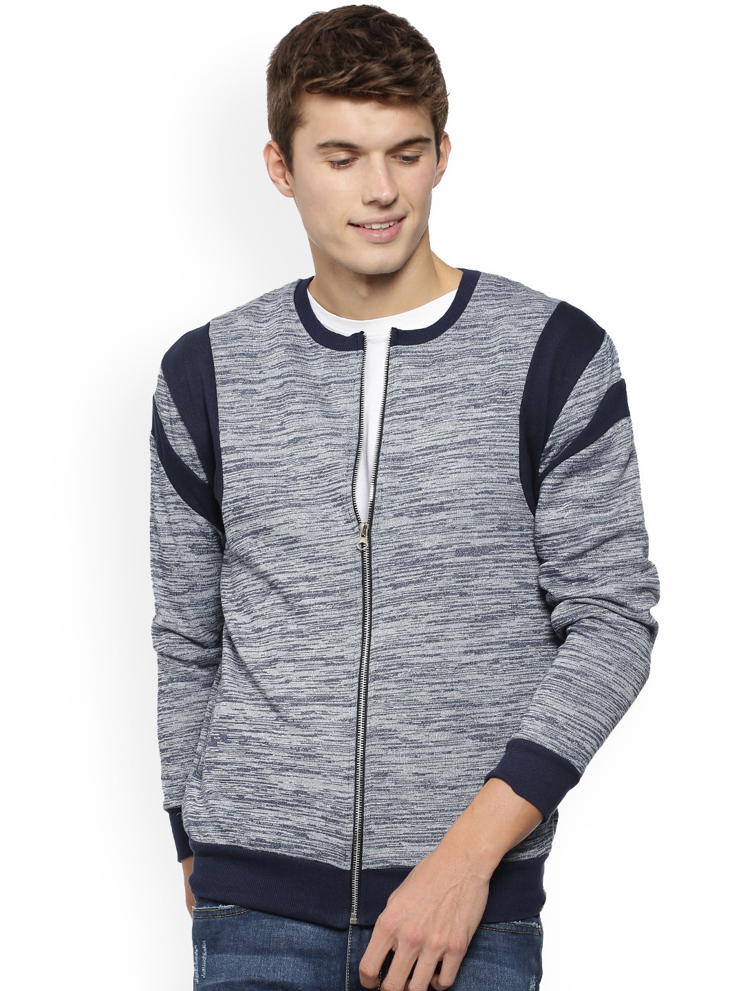 

Campus Sutra Men Grey Self Design Tailored Jacket