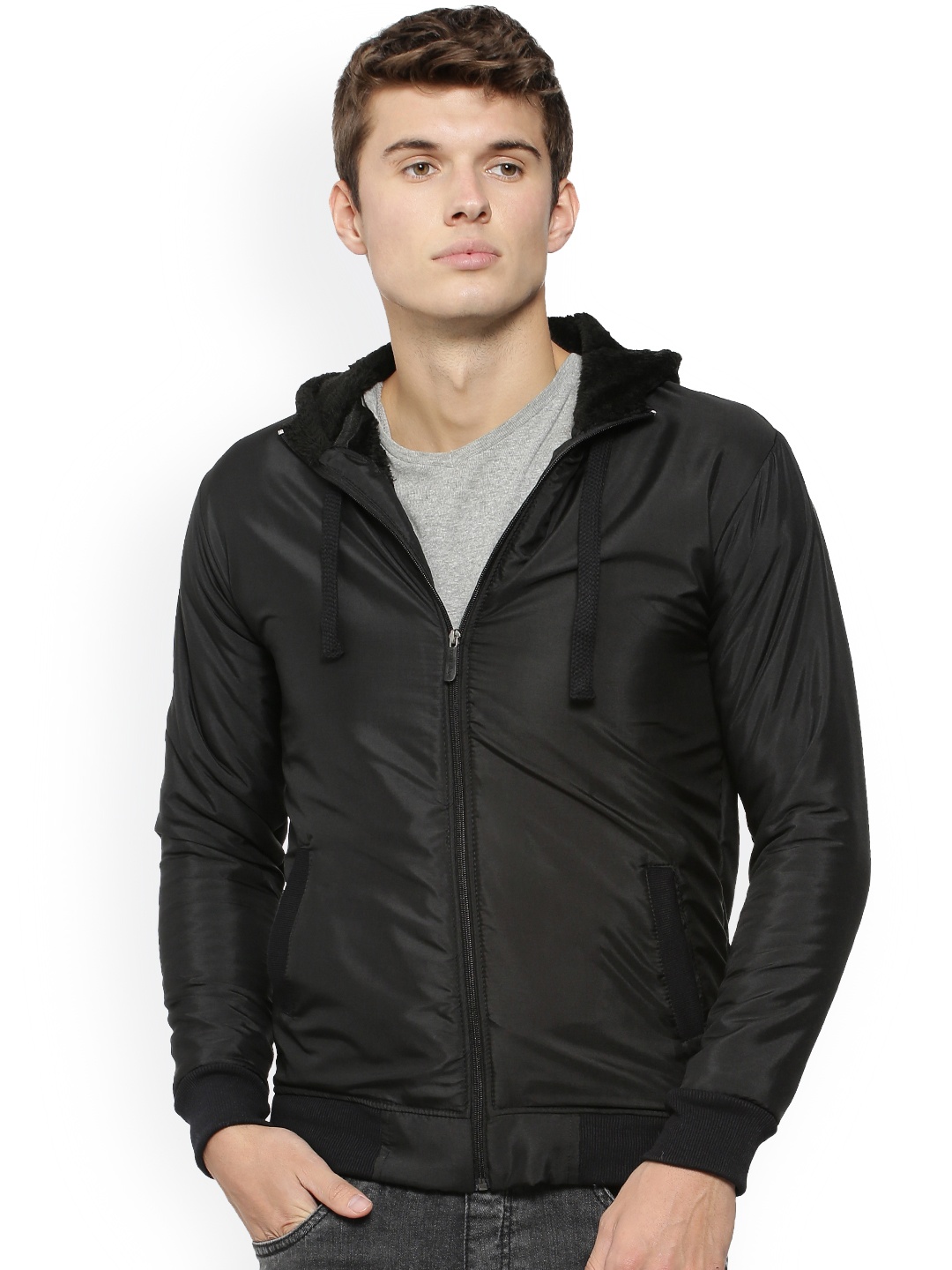 

Campus Sutra Men Black Solid Bomber