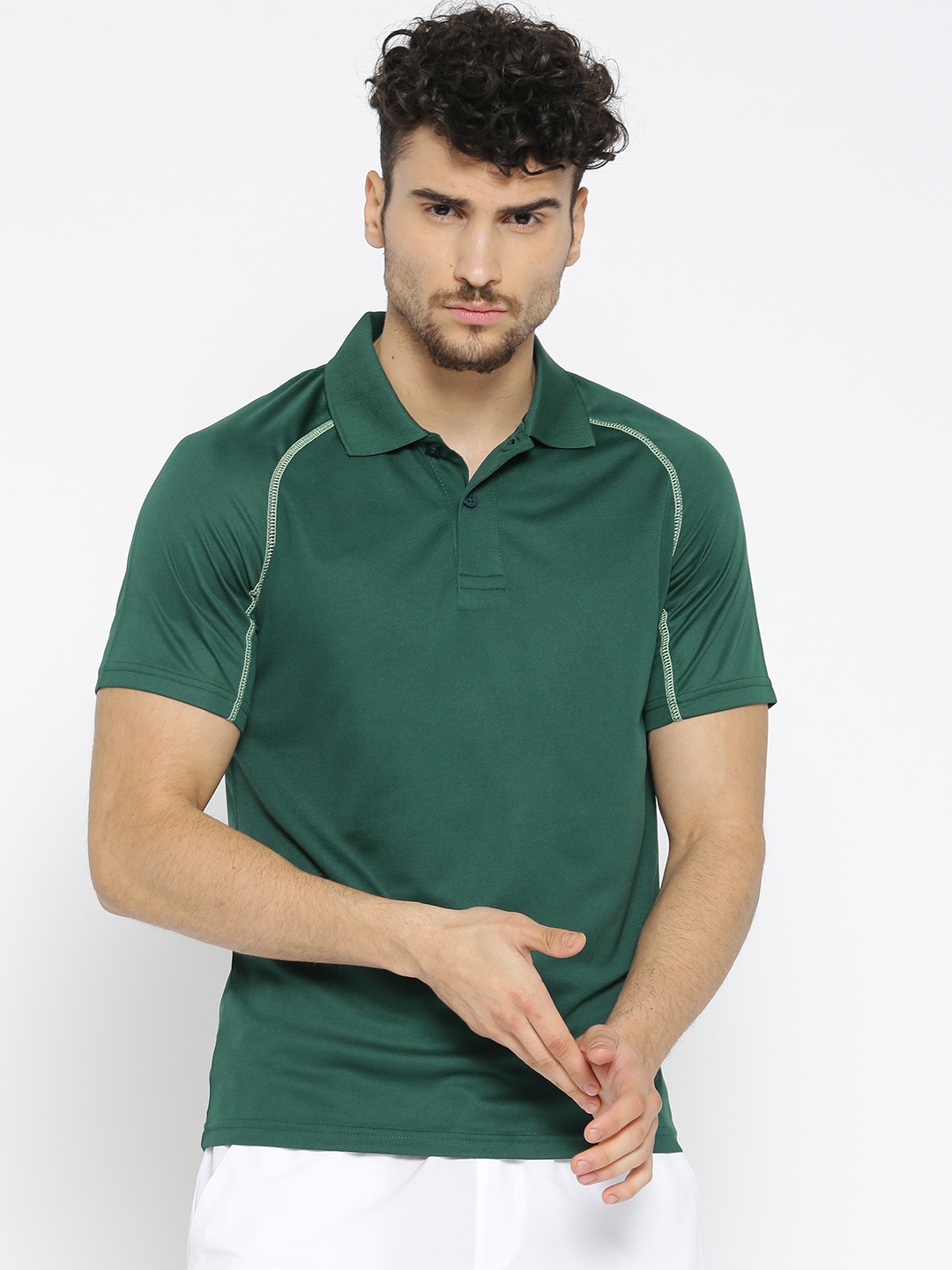 

Alcis Men Green Solid Polo Collar T-shirt