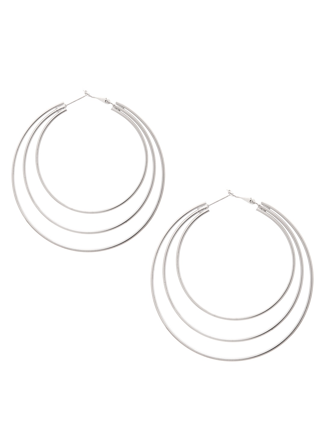 

Rubans Silver-Toned Circular Handcrafted Hoop Earrings