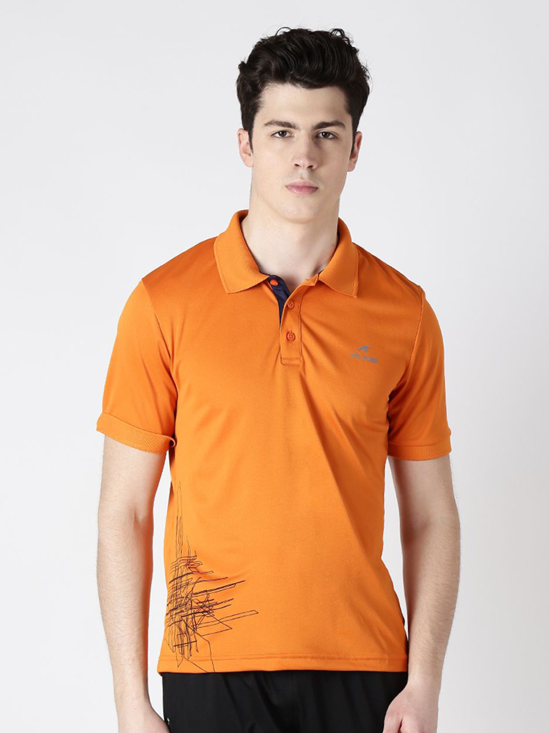 

Alcis Men Orange Printed Polo Collar T-shirt