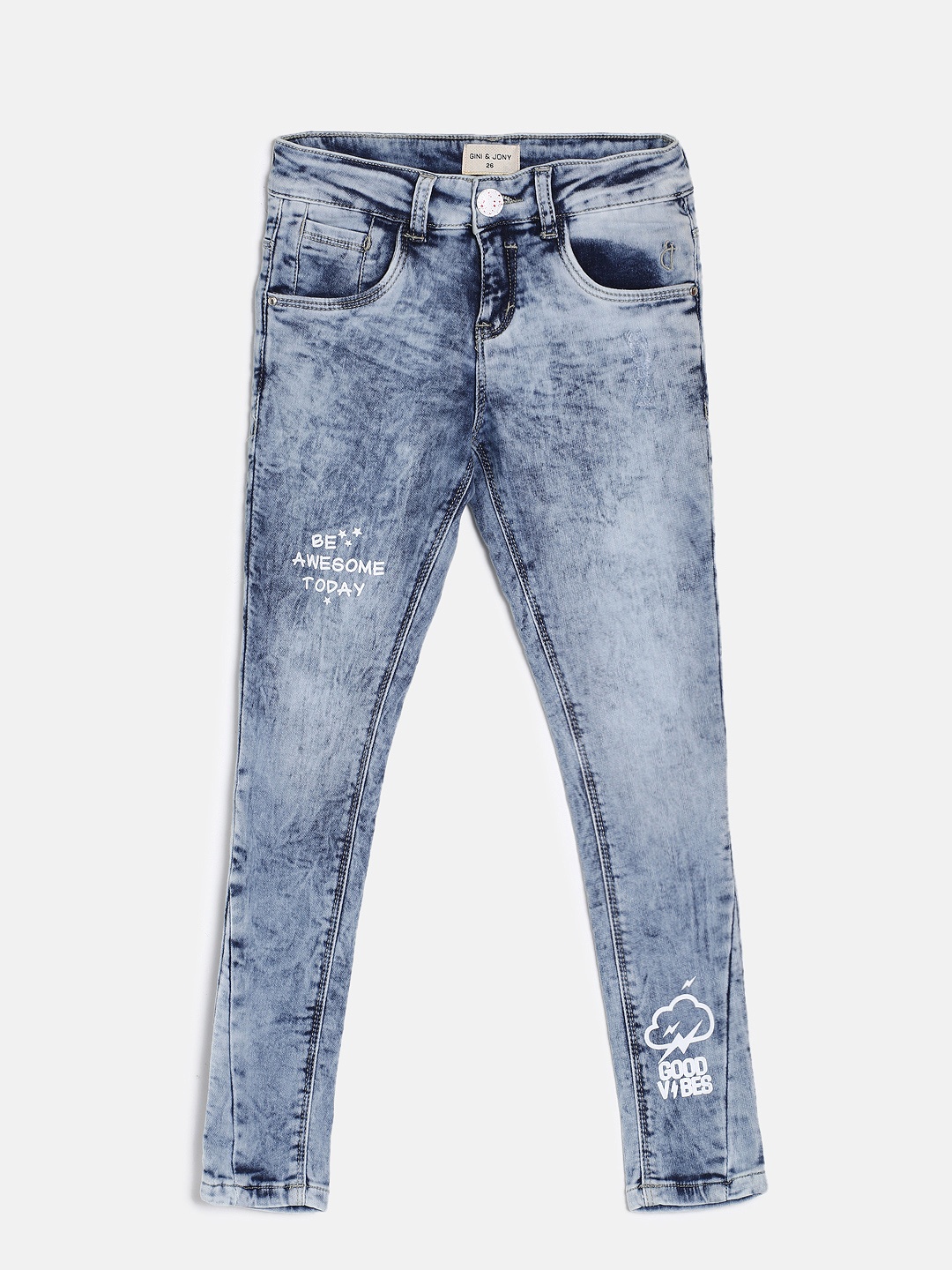 

Gini and Jony Girls Blue Slim Fit Mid-Rise Clean Look Jeans