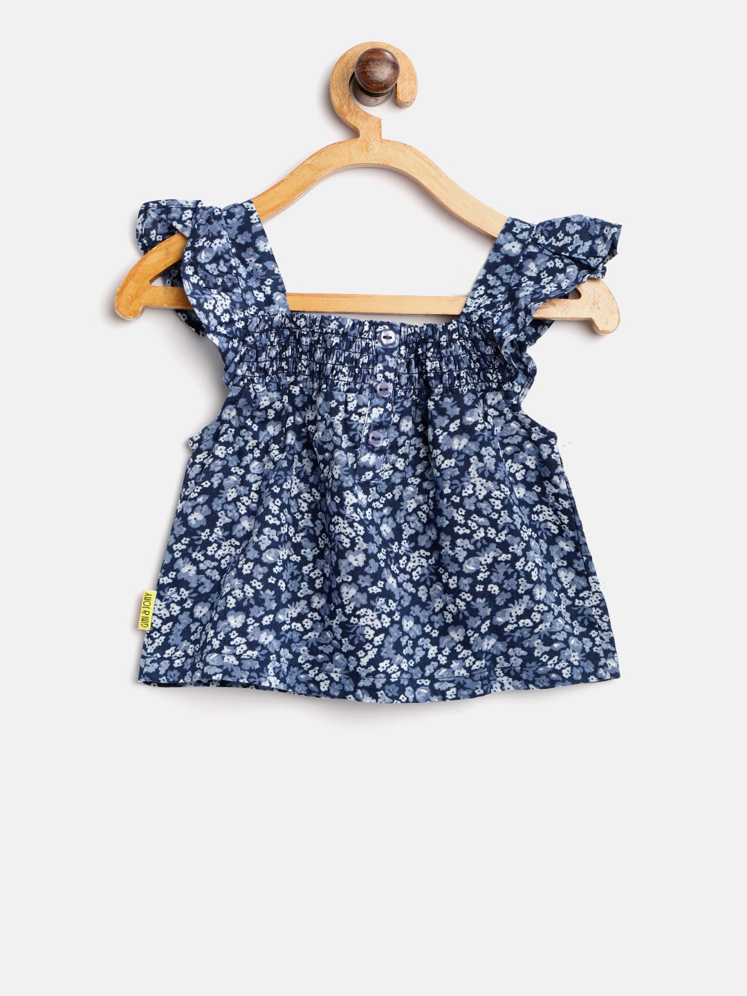 

Gini and Jony Girls Blue Printed A-Line Pure Cotton Top