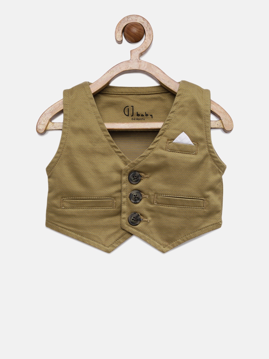 

Gini and Jony Boys Khaki Self-Design Waistcoat