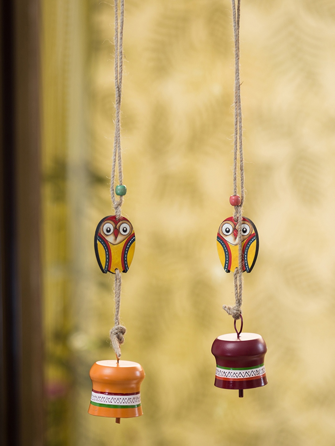 

ExclusiveLane Set Of 2 Multicoloured Decorative Hanging Metal Wind Chime, Multi