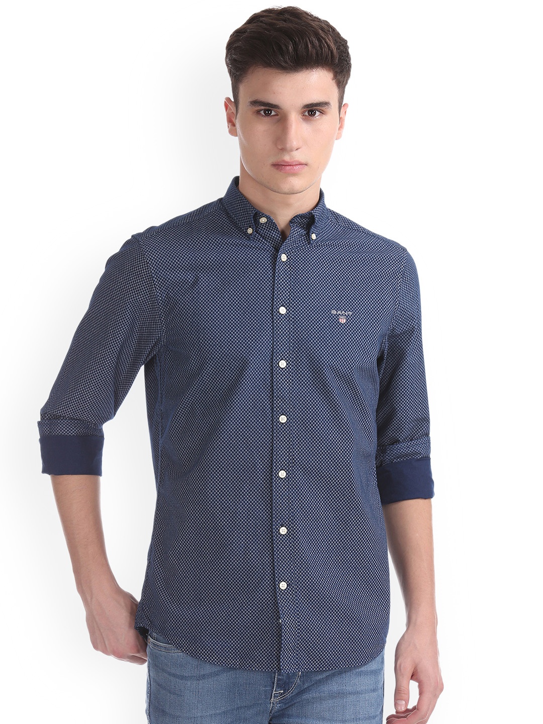 

GANT Men Blue & Blue Regular Fit Printed Casual Shirt
