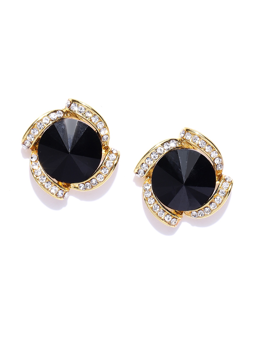 

Crunchy Fashion Black & Gold-Toned Circular Studs