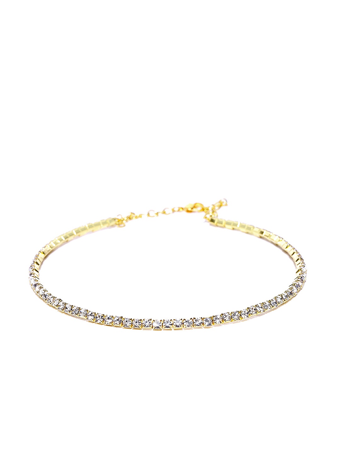 

Crunchy Fashion Gold-Toned Stone-Studded Choker Necklace