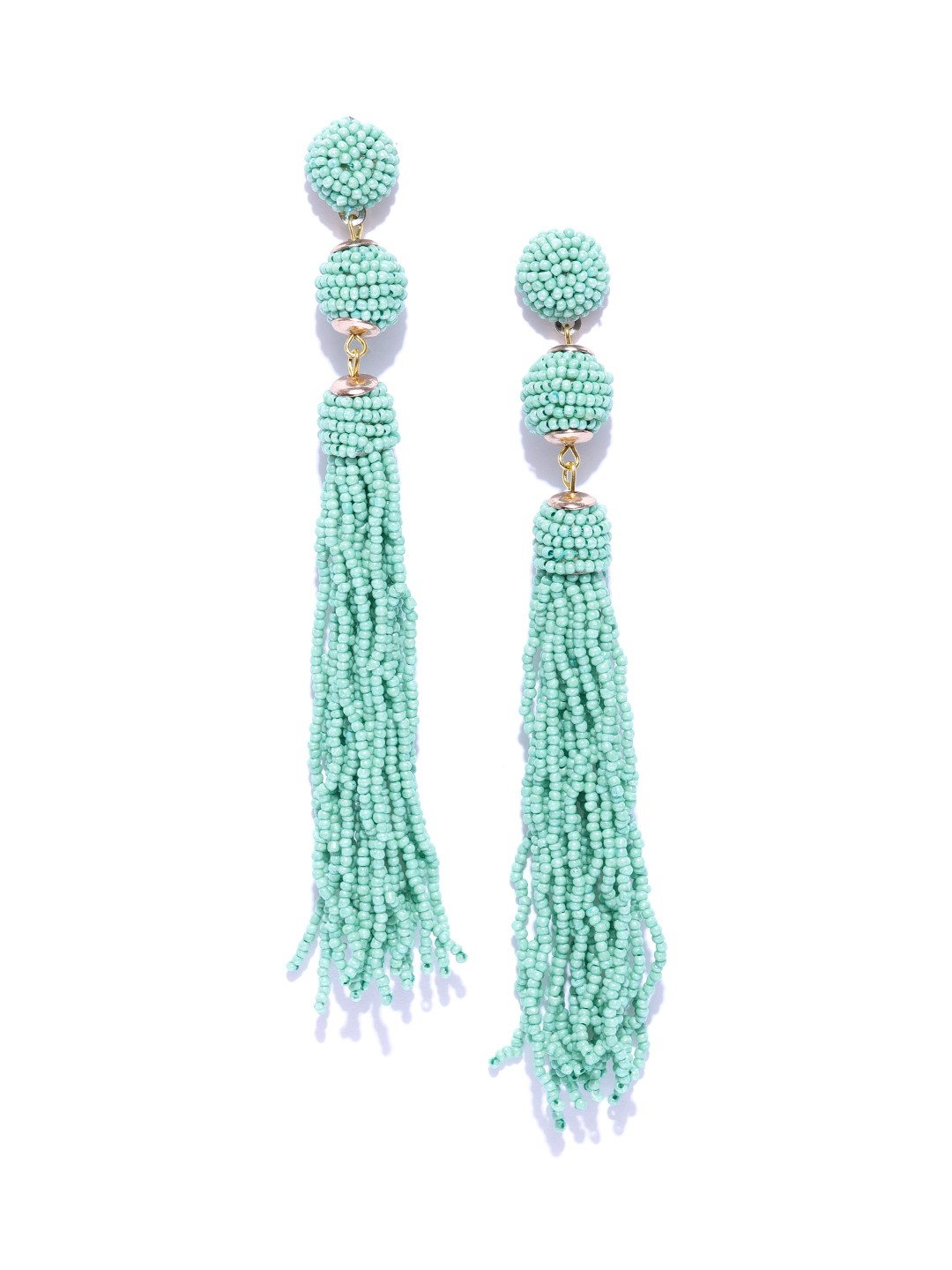 

Crunchy Fashion Green Tasselled Contemporary Drop Earrings