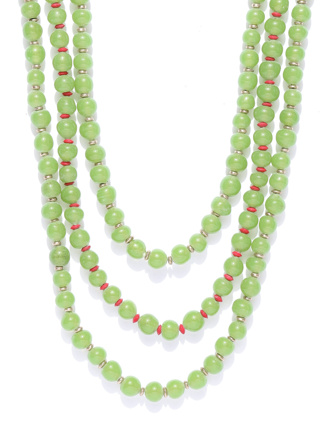 

Crunchy Fashion Green Beaded Layered Necklace