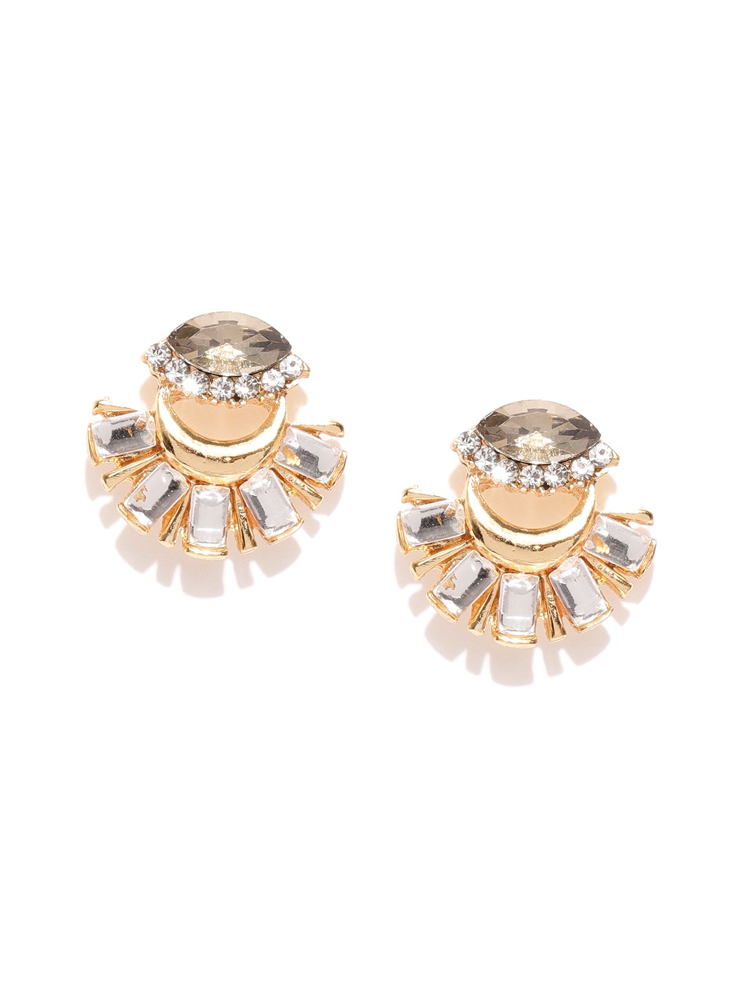 

Crunchy Fashion Gold-Toned Crescent-Shaped Studs