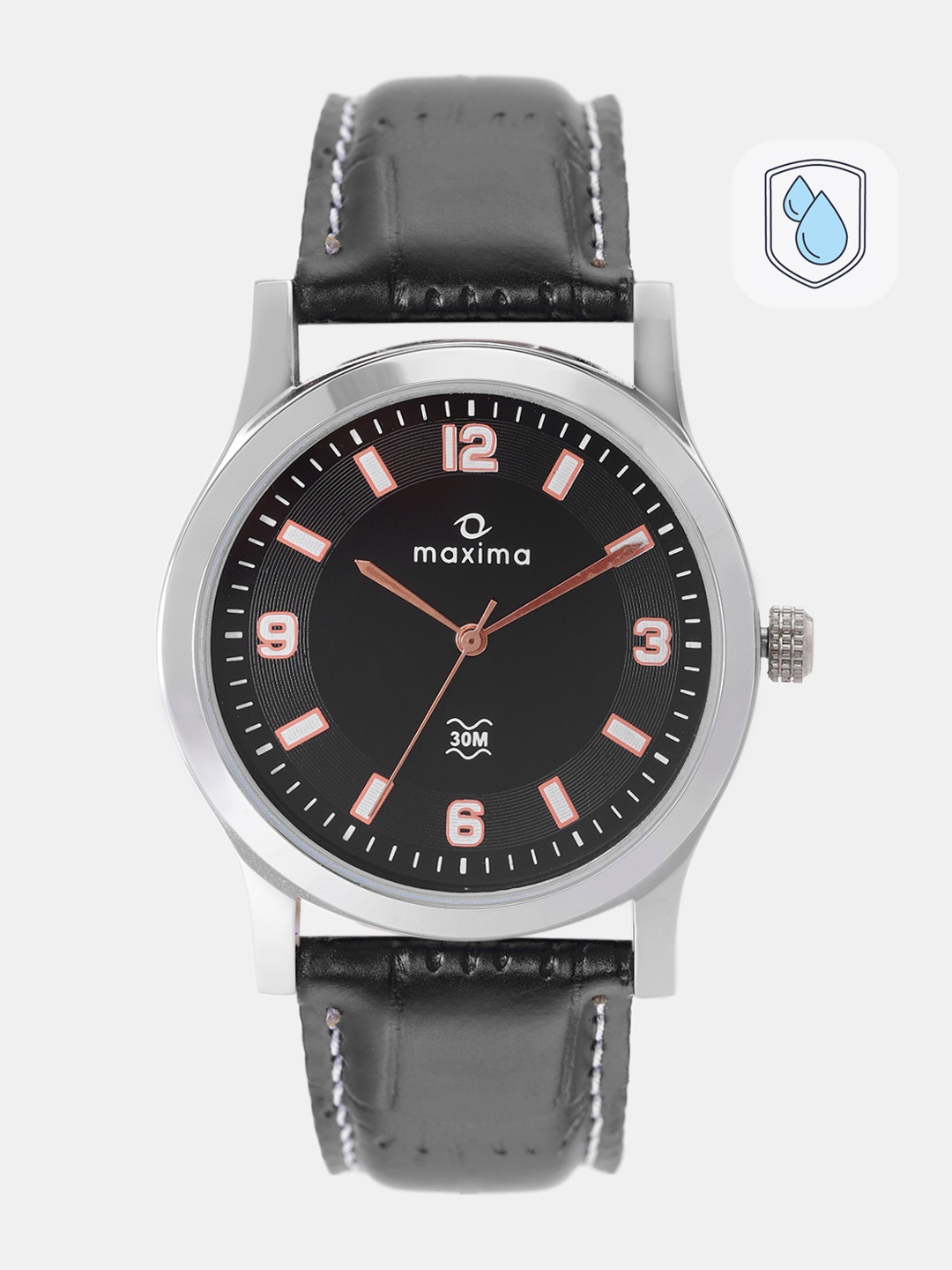 

maxima Men Black Analogue Watch O-44673LMGI