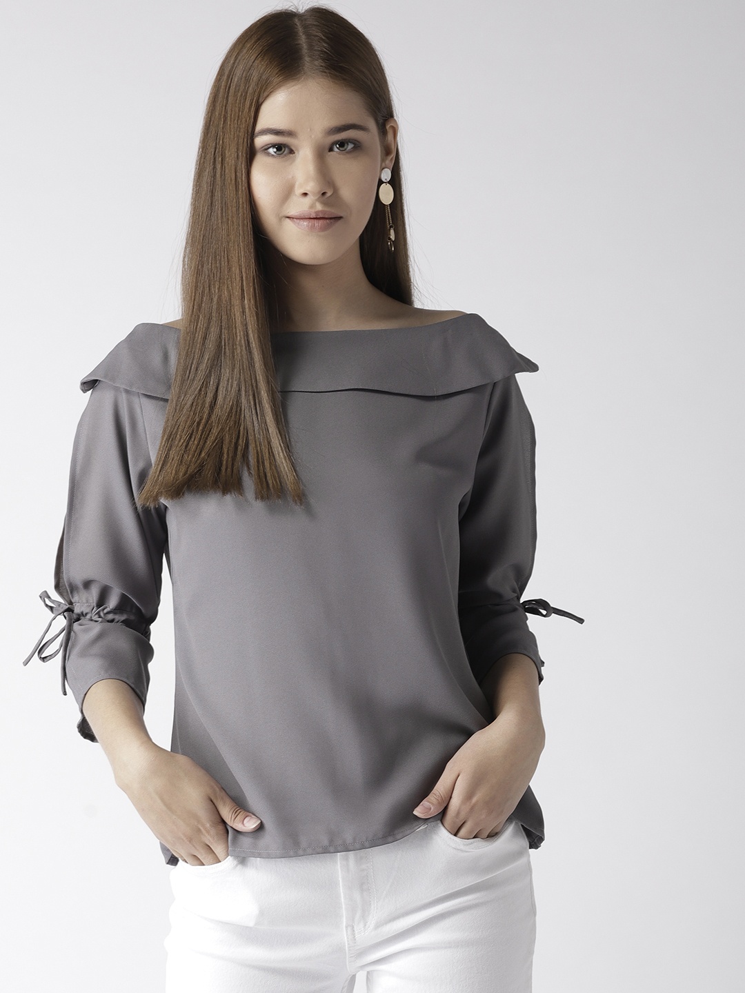 

Style Quotient by Noi Women Grey Solid Top