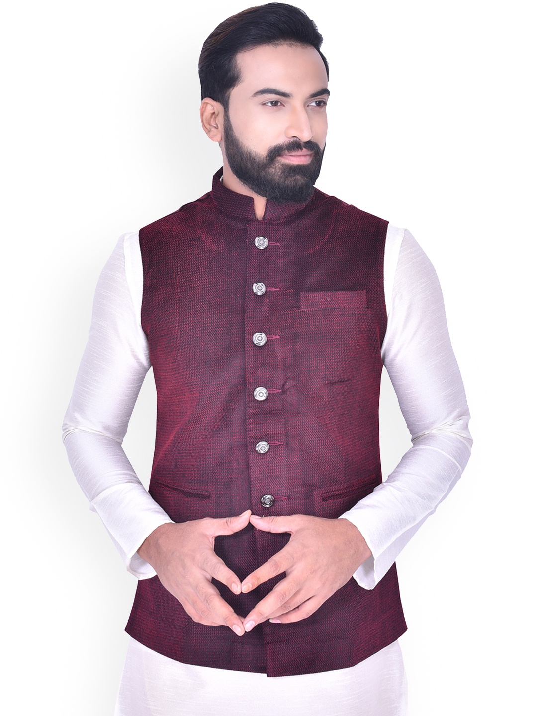 

Manyavar Men Maroon Nehru Jacket