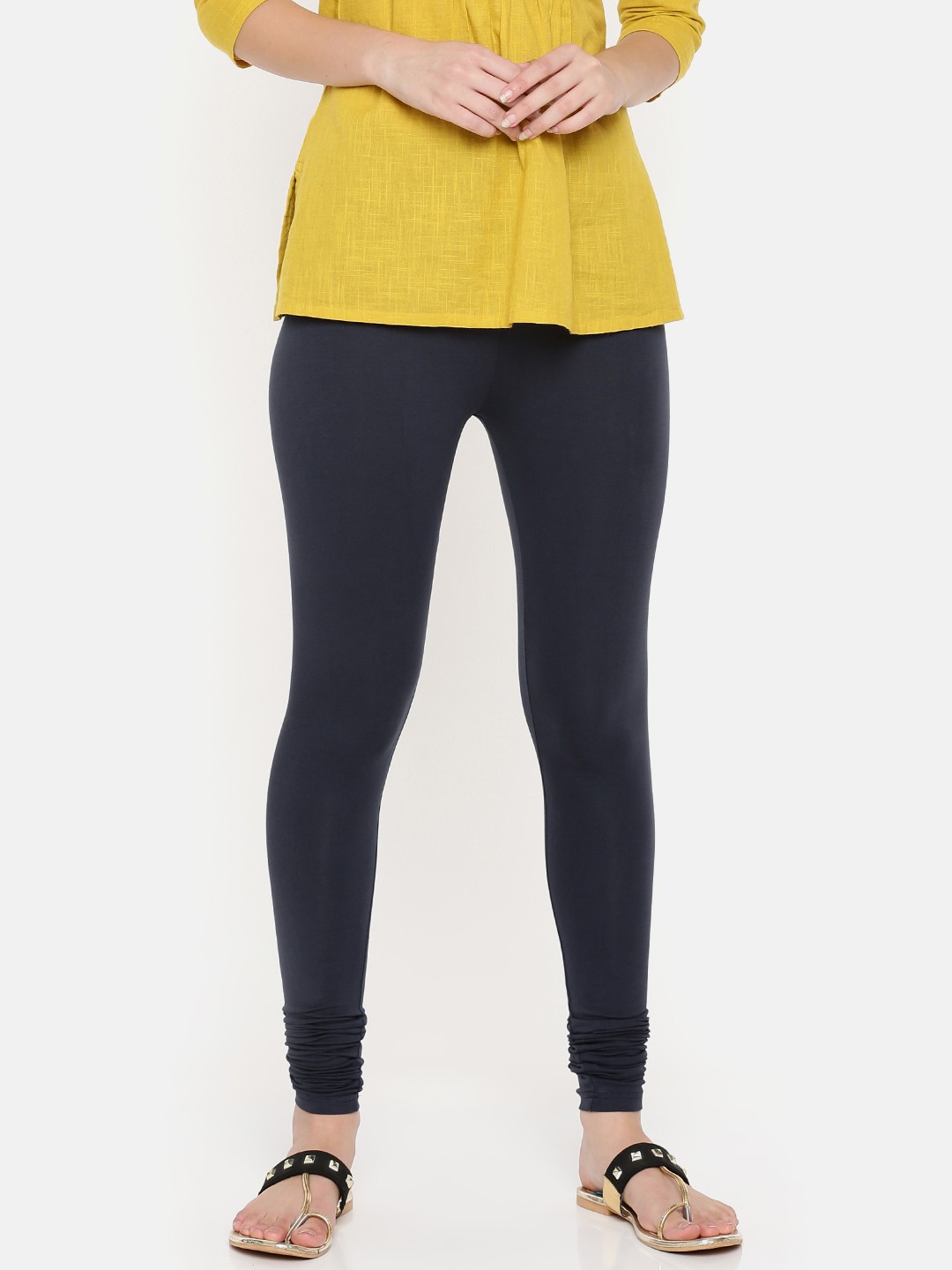 

De Moza Women Navy Solid Churidar Leggings, Navy blue