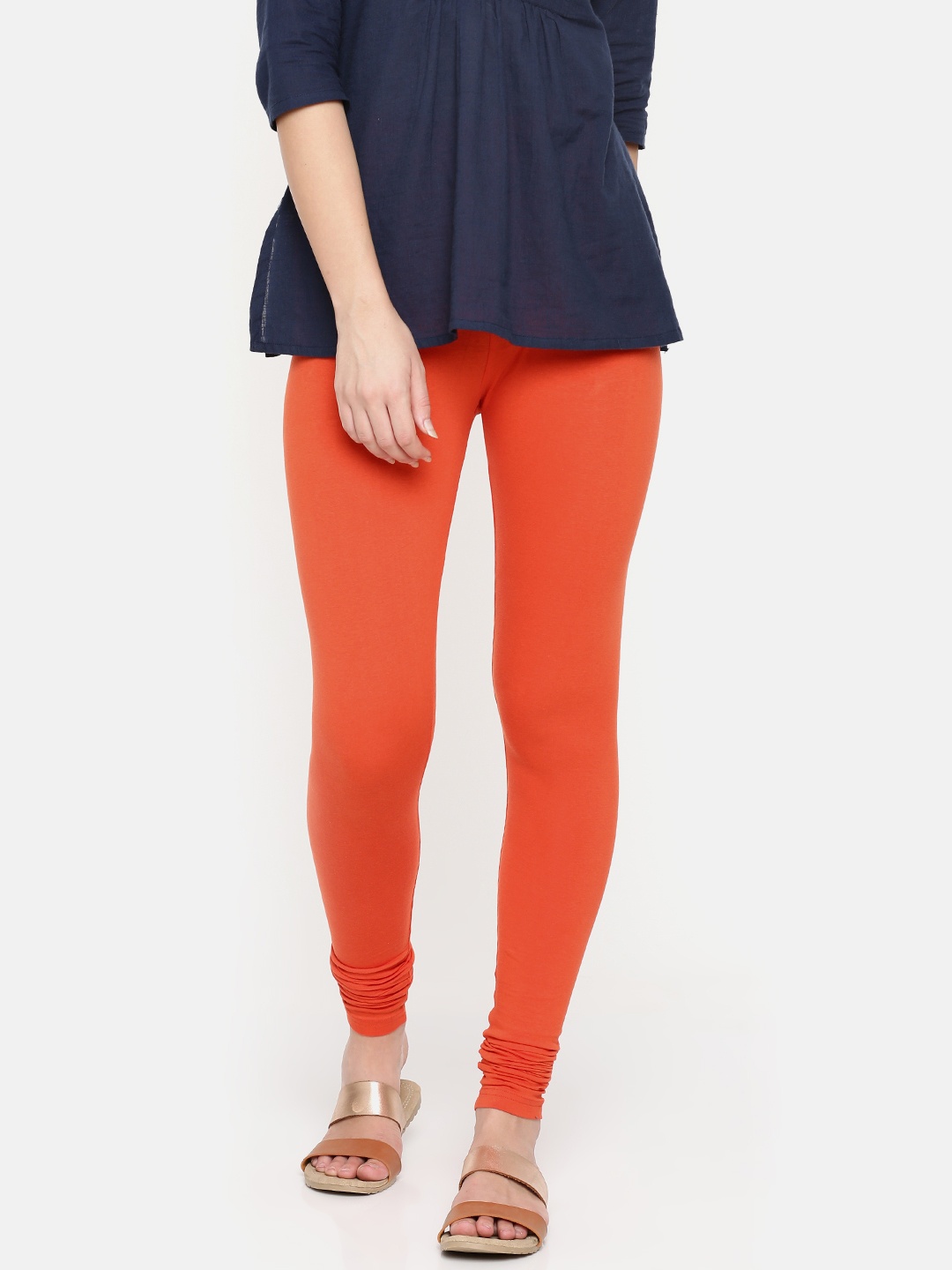

De Moza Orange Churidar Length Leggings
