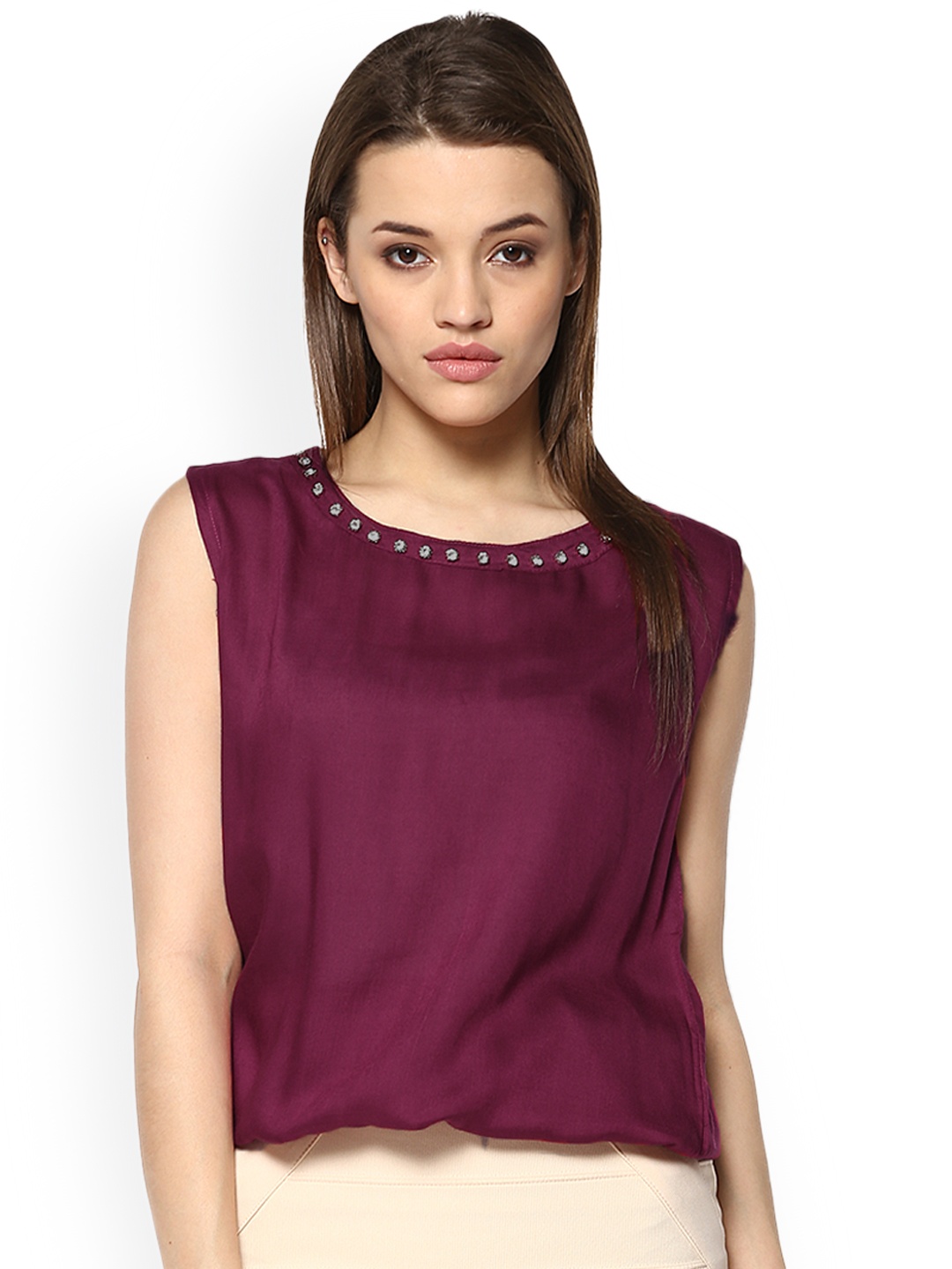 

Mayra Women Burgundy Solid Top