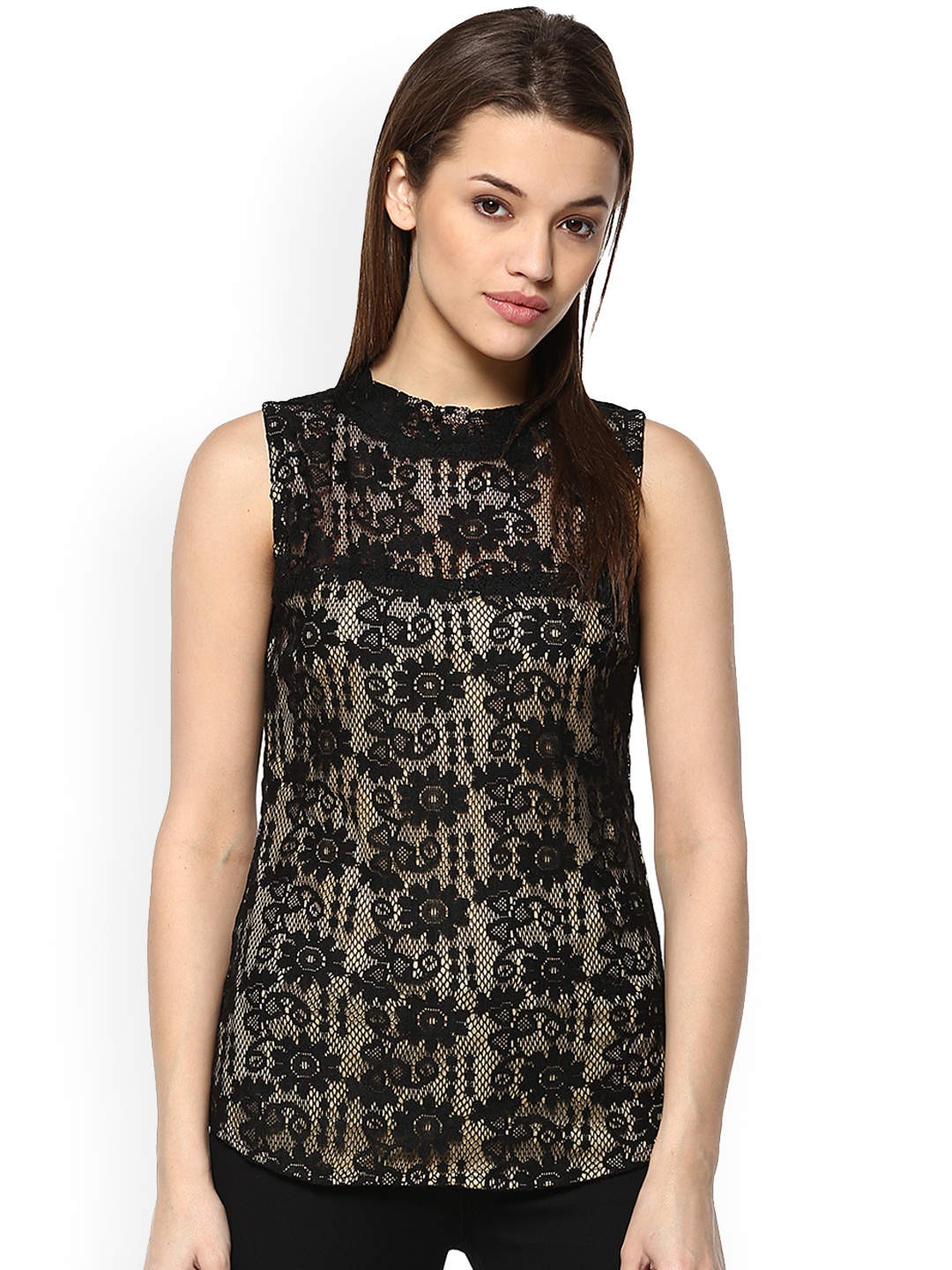 

Mayra Women Black Self Design Top