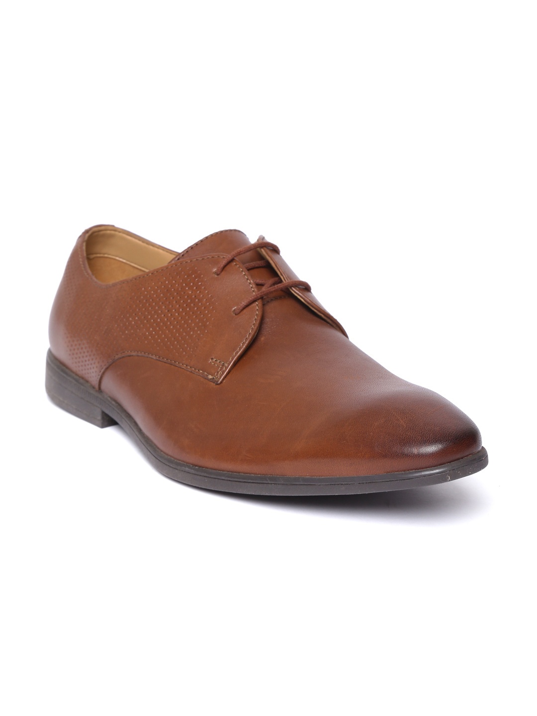 

Clarks Men Brown Perforated Leather Formal Derbys