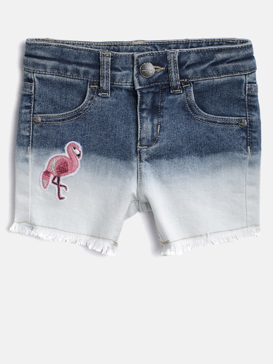 

United Colors of Benetton Girls Blue Washed Regular Fit Denim Shorts
