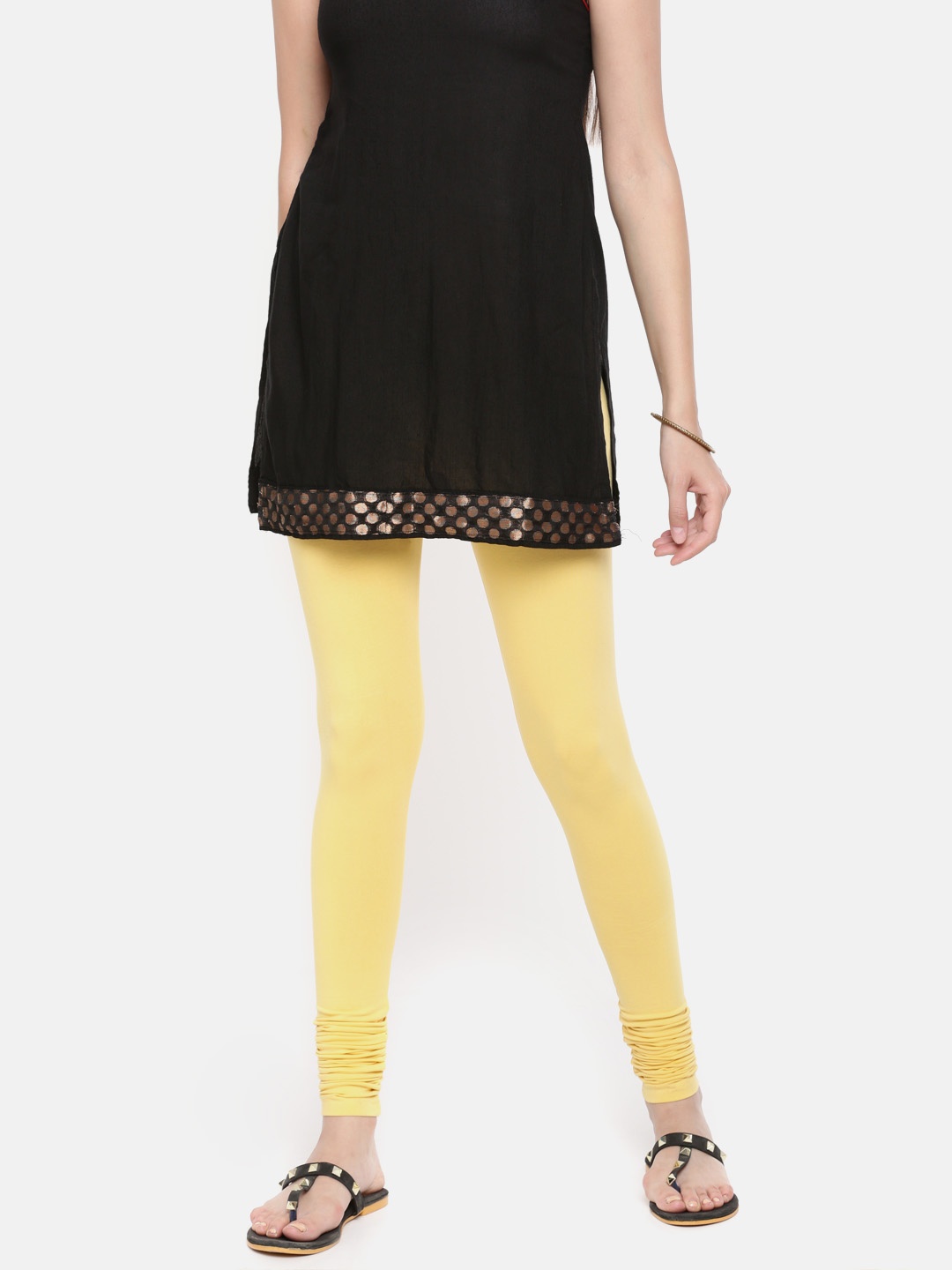 

De Moza Women Yellow Solid Churidar Leggings