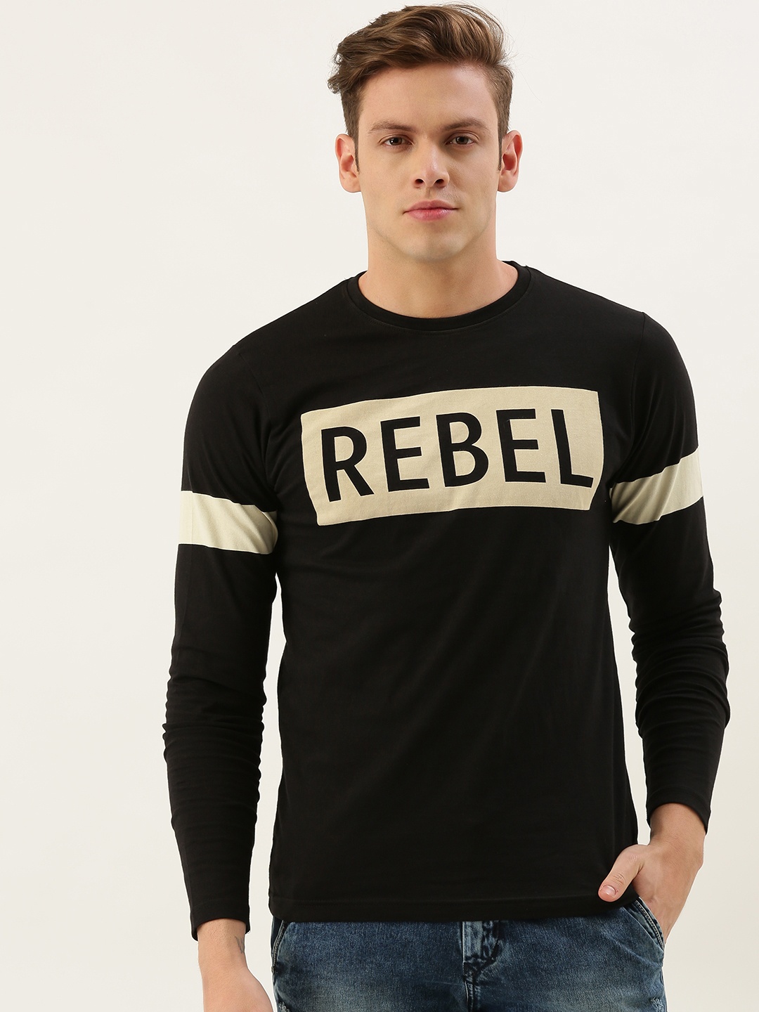 

DILLINGER Men Black Printed Round Neck Pure Cotton T-shirt