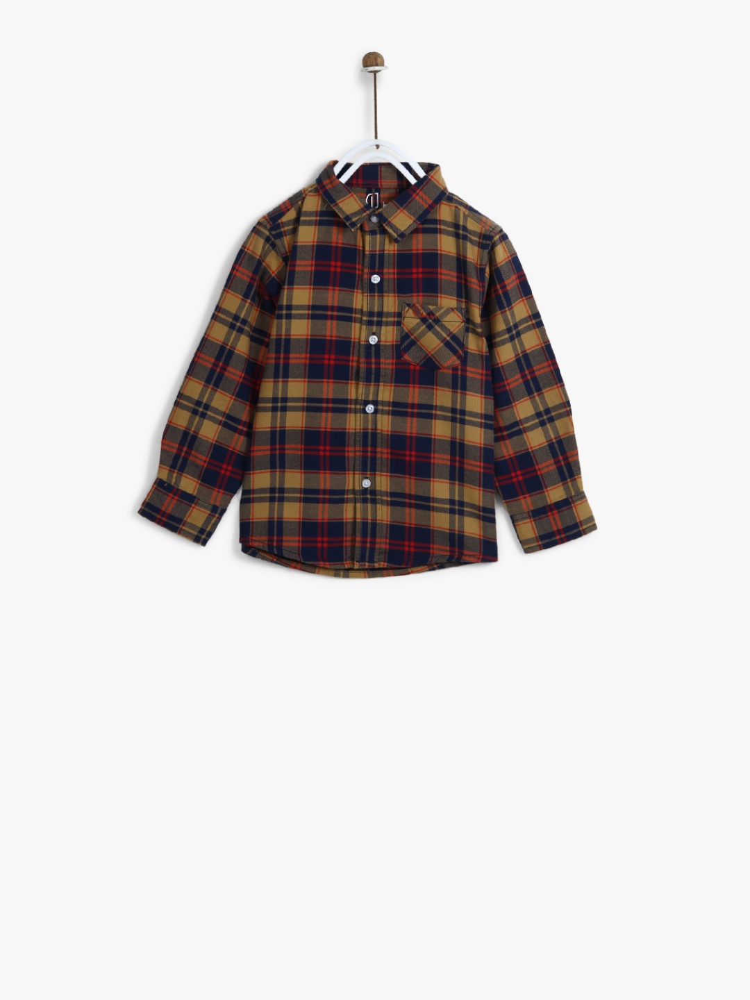 

Gini and Jony Boys Khaki & Navy Blue Regular Fit Checked Casual Shirt