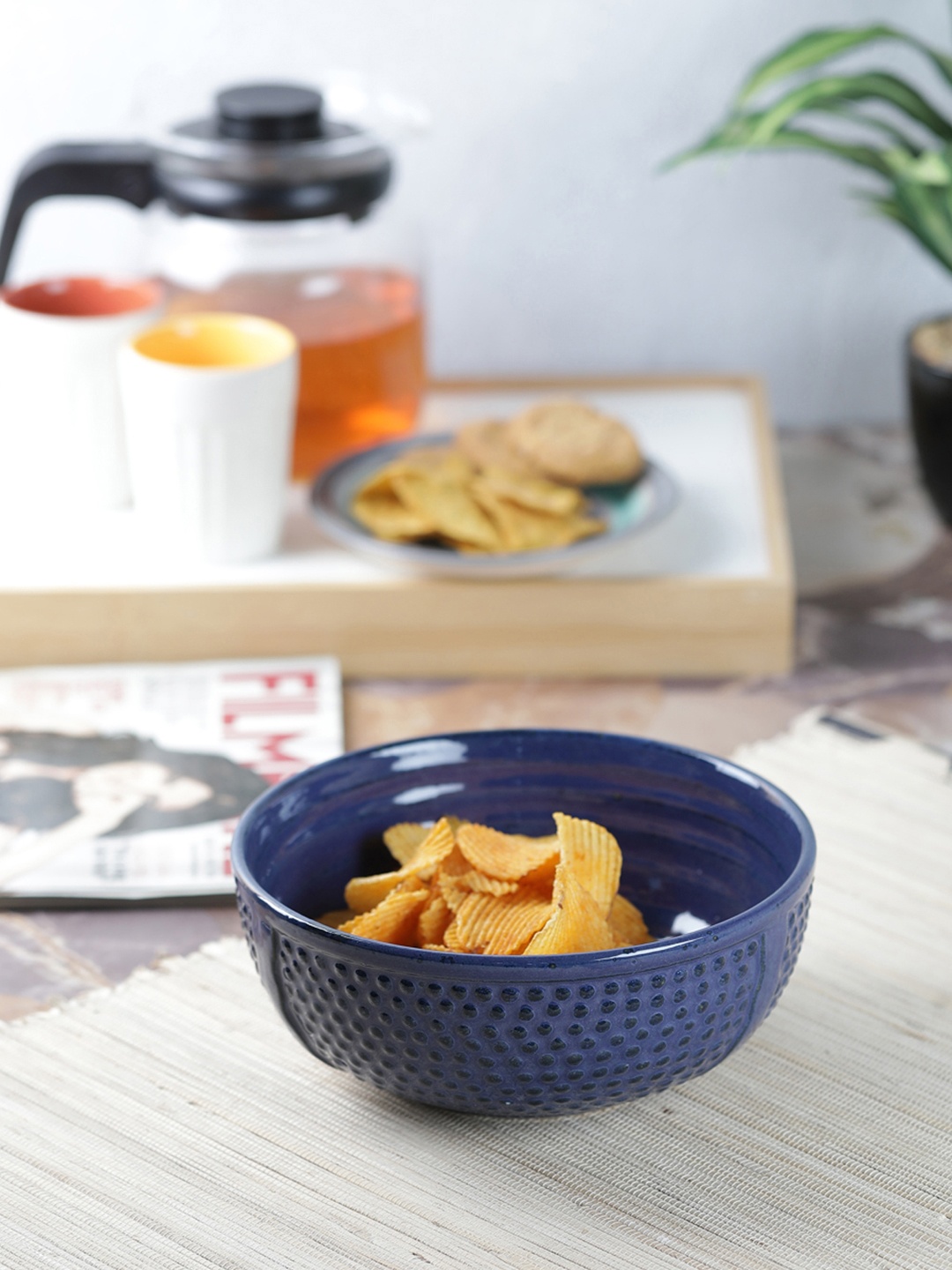 

VarEesha Blue Textured 7 Inch Ceramic Bowl