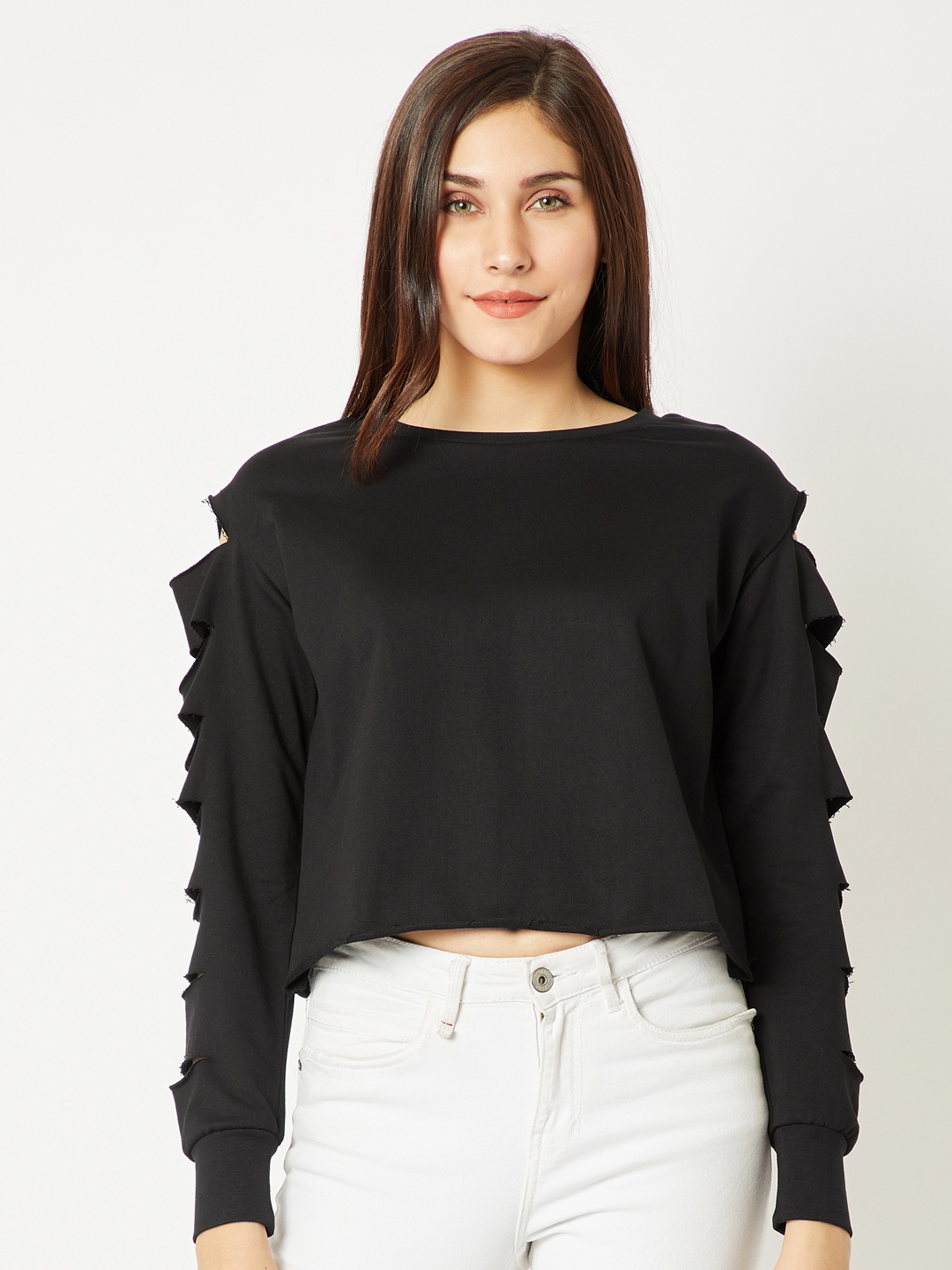 

Miss Chase Women Black Solid Sweatshirt