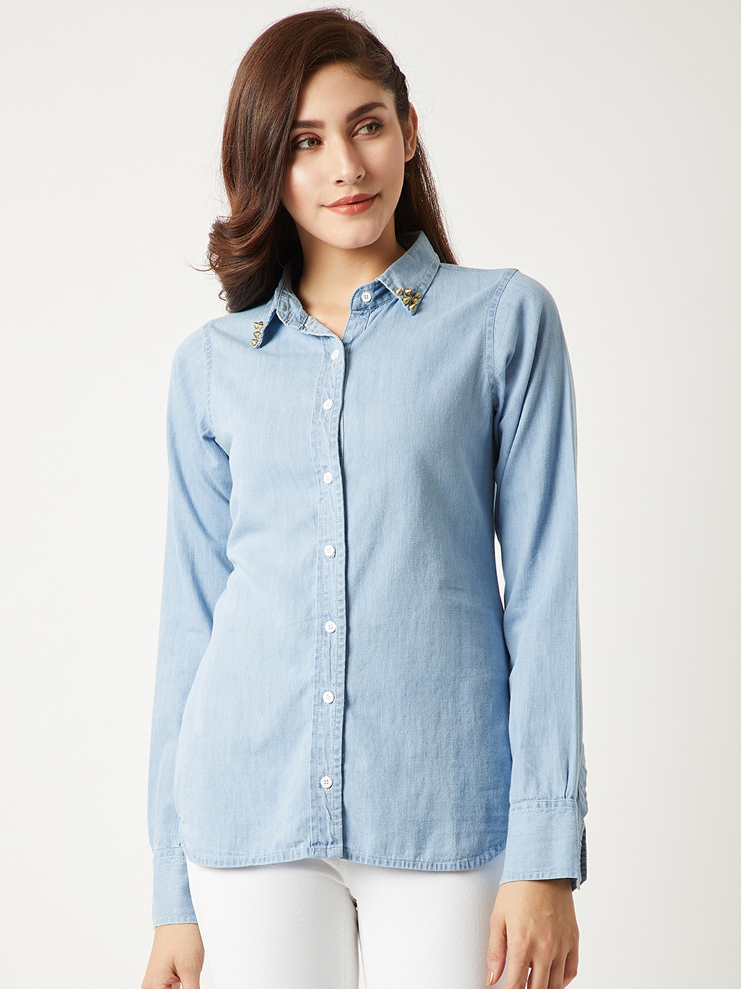 

Miss Chase Women Blue Regular Fit Solid Casual Shirt