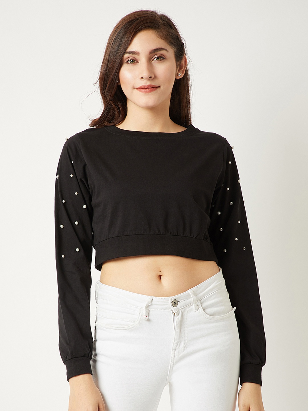 

Miss Chase Women Black Solid Pure Cotton Top