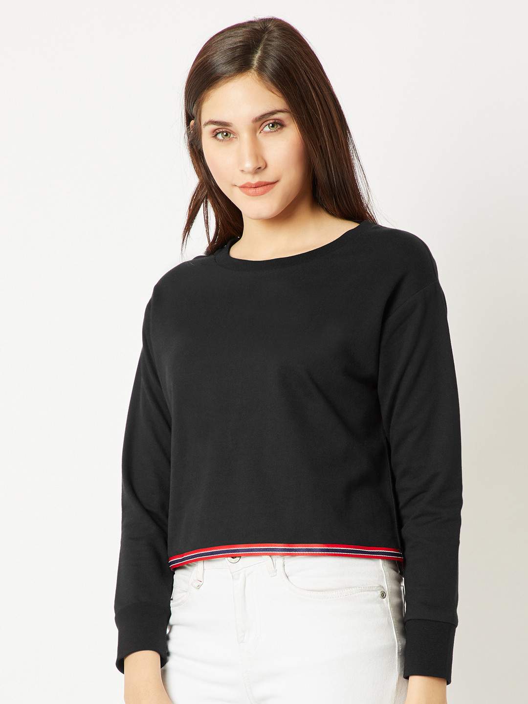 

Miss Chase Women Black Solid Sweatshirt
