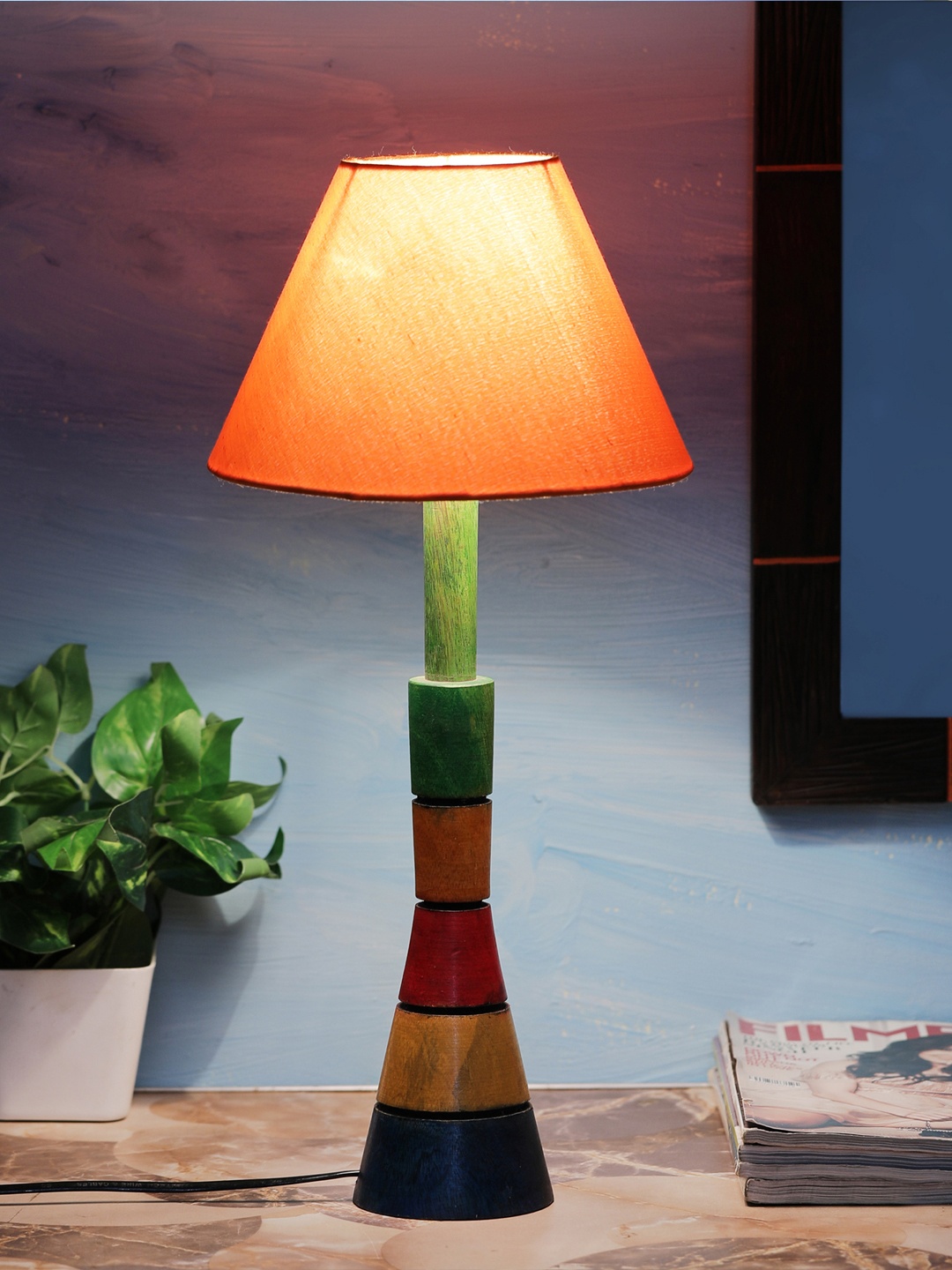 

VarEesha Orange Solid Handcrafted Bedside Standard Lamp with Shade