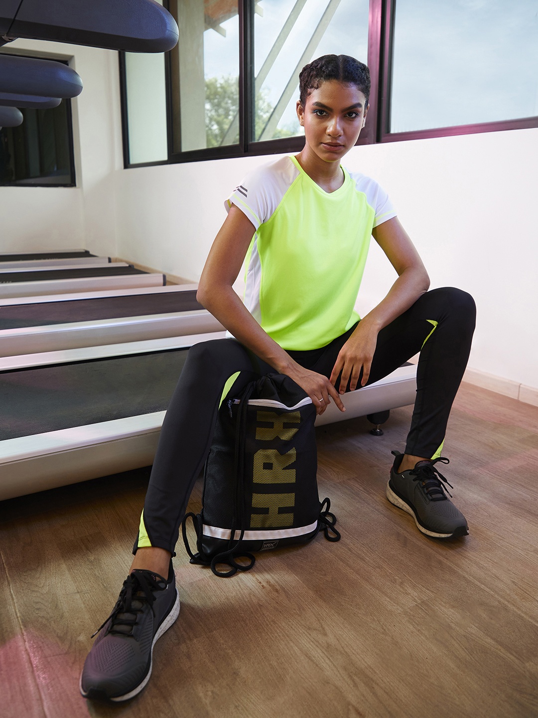 

HRX by Hrithik Roshan Women Active Neon Green Rapid Dry Running T-shirt, Fluorescent green