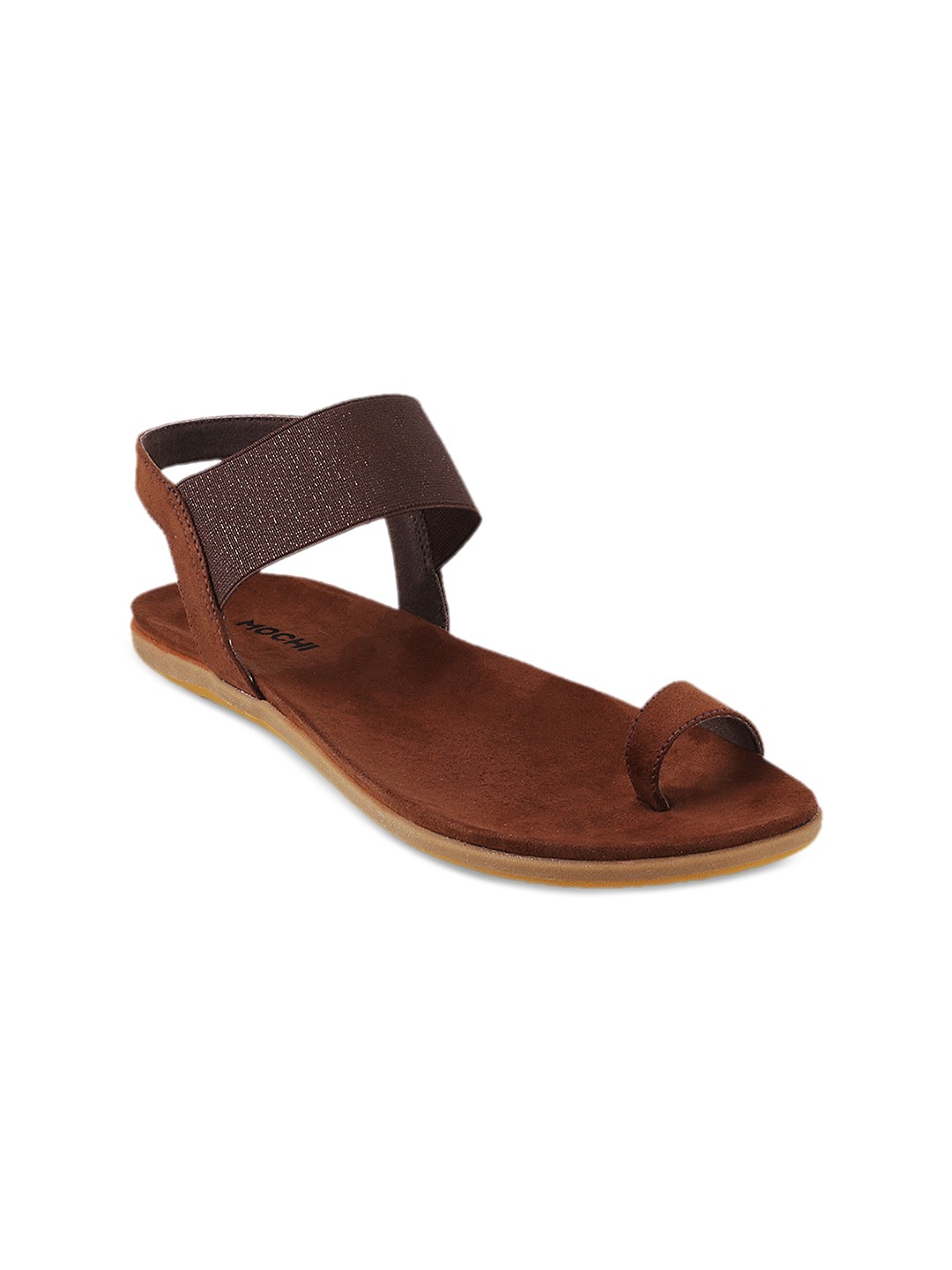 

Mochi Women Brown & Burgundy Solid Synthetic One Toe Flats