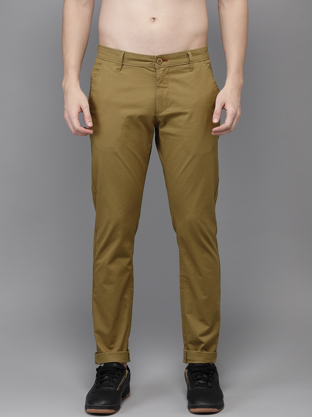 

Flying Machine Men Khaki Slim Fit Solid Chinos