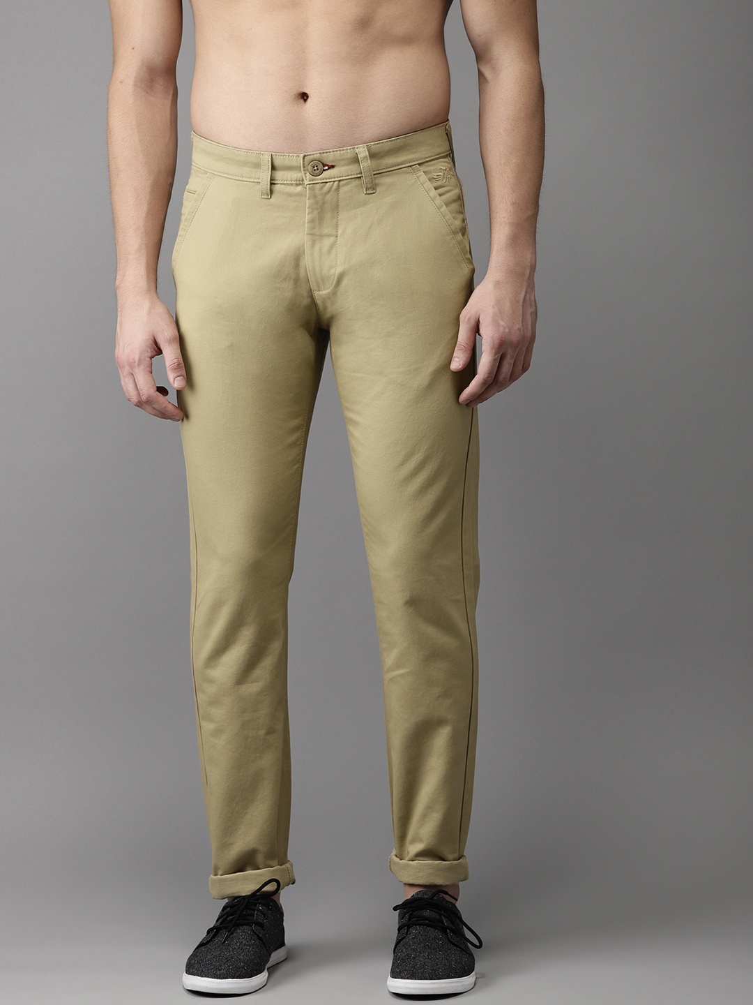 

Flying Machine Men Khaki Slim Fit Solid Chinos
