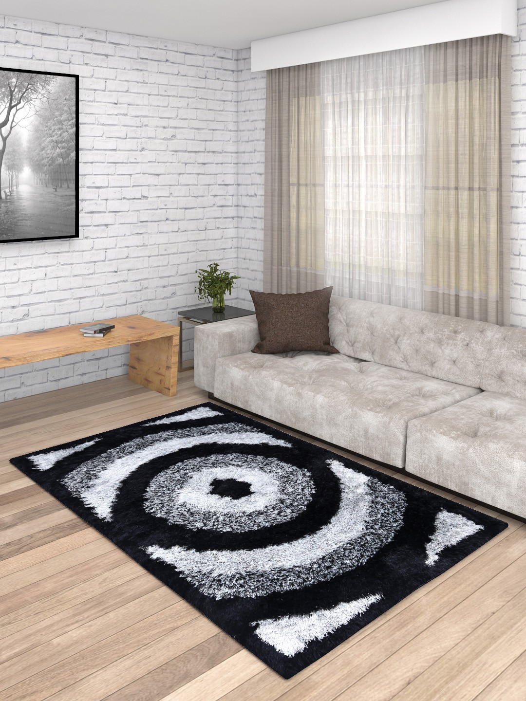 

ROMEE Black & Silver Polyester Carpet