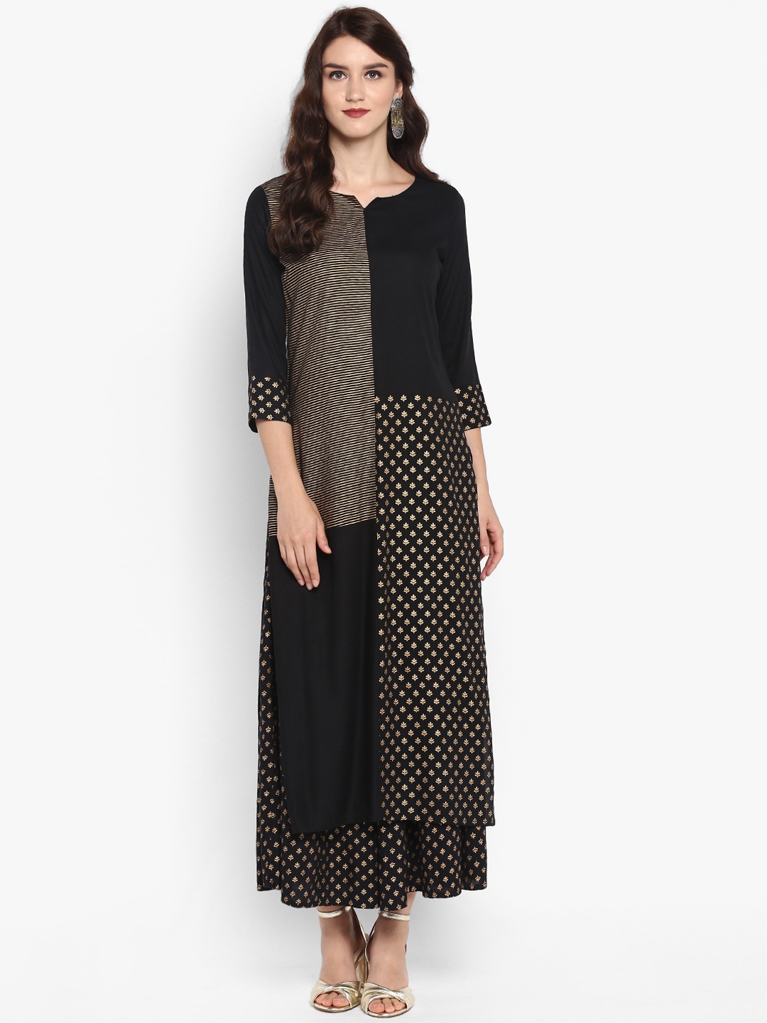 

Varanga Women Black Printed Kurta with Palazzos