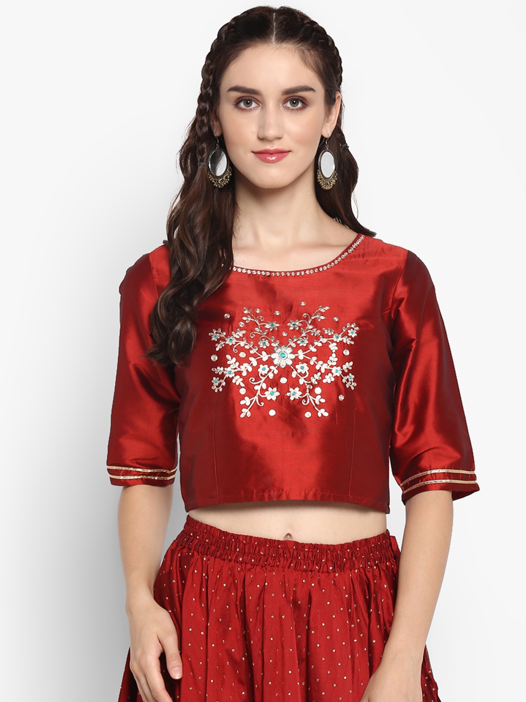 

Varanga Women Maroon Embroidered Top