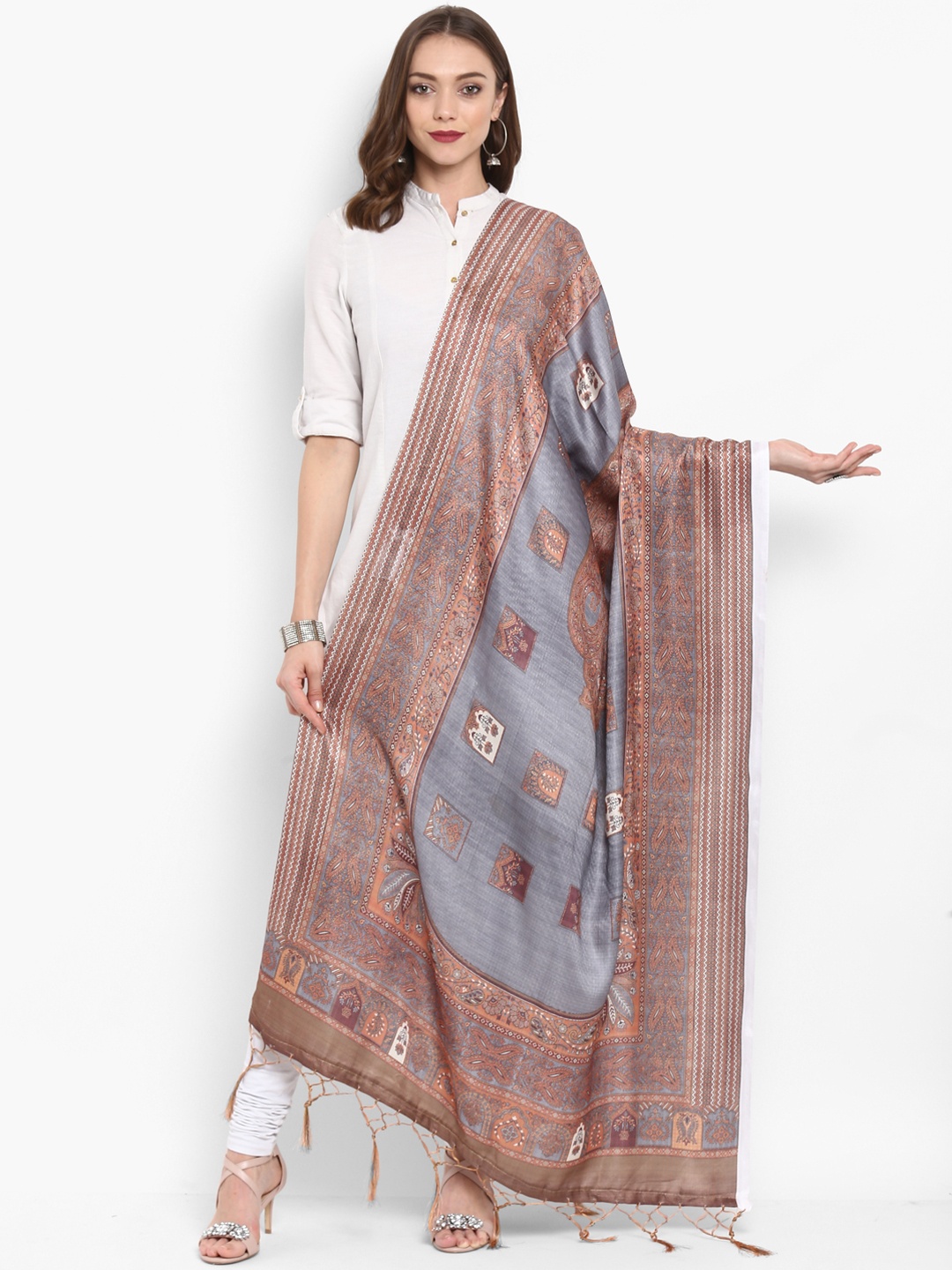 

Saree mall Blue & Brown Printed Dupatta