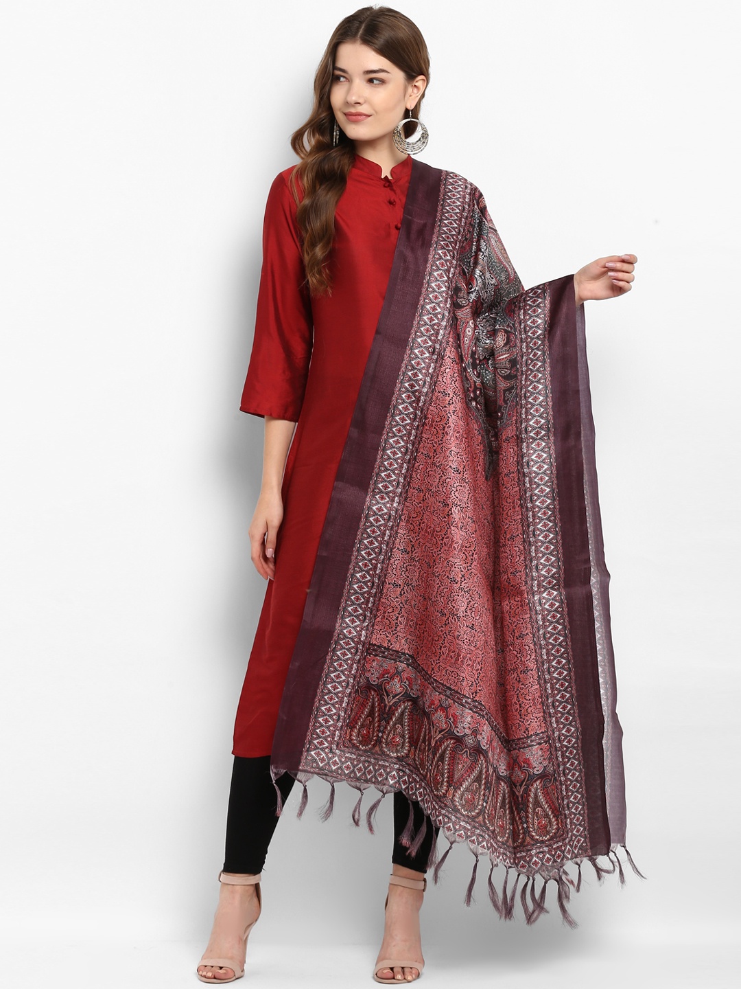 

Saree mall Brown & Multicoloured Printed Dupatta