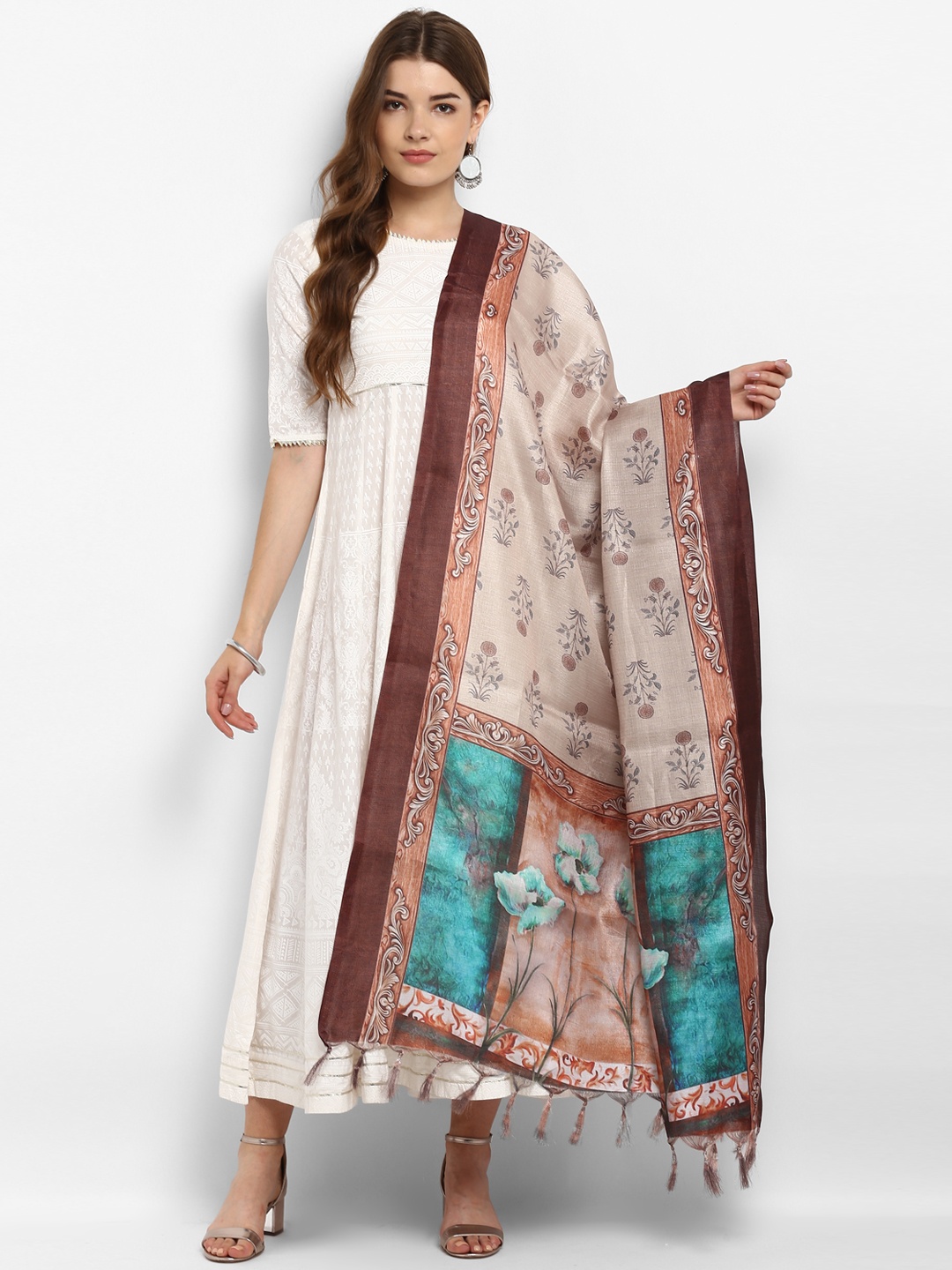 

Saree mall Beige Printed Dupatta