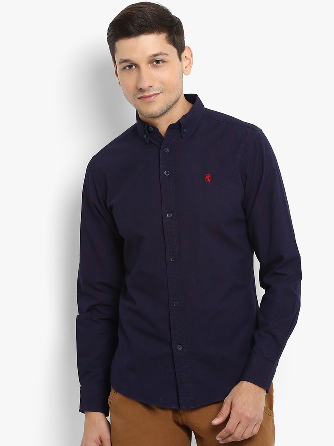 

Red Tape Men Navy Blue Regular Fit Solid Casual Shirt